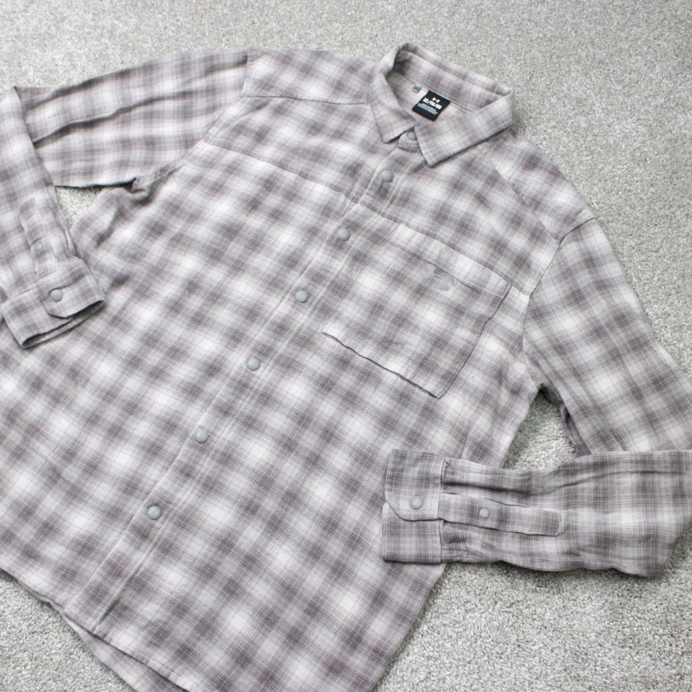 Under Armour Under Armour Shirt Mens XL Gray Plaid Tradesman Flex Flannel Long Sleeve Snap Button-Up Casual Winter Fall Spring Mens XL Gray Plaid Tradesman Flex Size US XL / EU 56 / 4 - 3 Thumbnail
