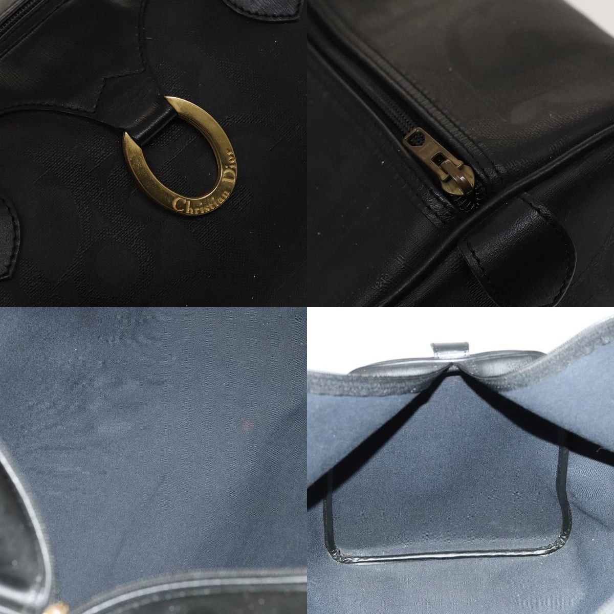 Dior DIOR Trotter Canvas Boston Bag Black Gold Size ONE SIZE - 11 Thumbnail