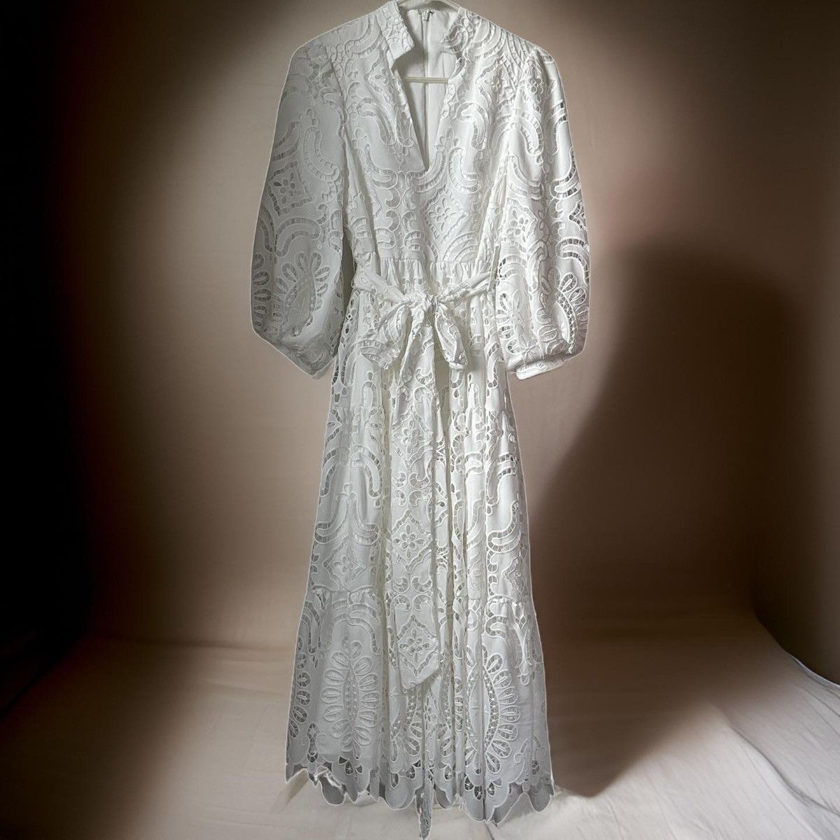 Badgley Mischka Broderie Anglaise Midi Dress Size XS / US 0-2 / IT 36-38 - 3 Thumbnail