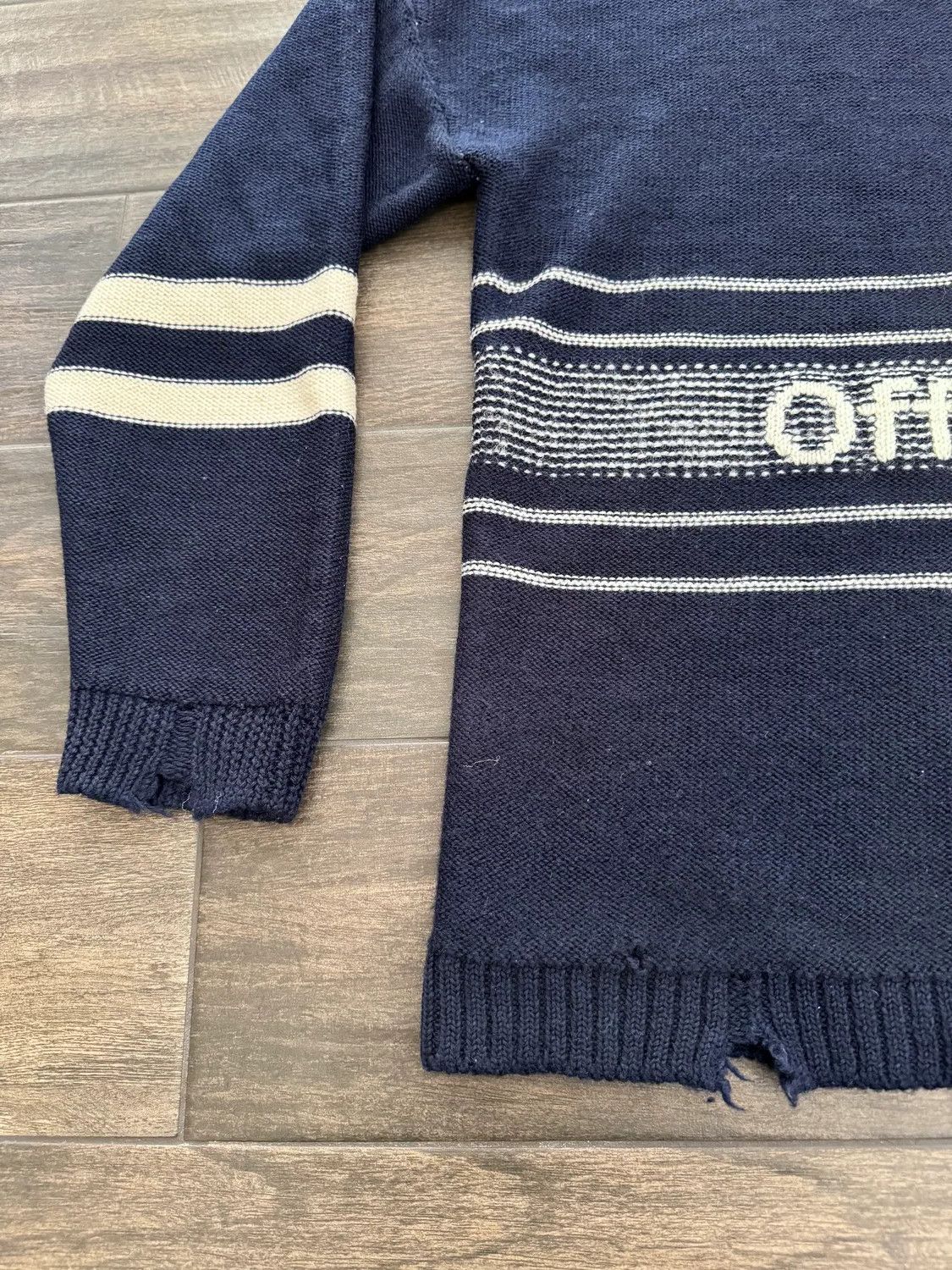 Off-White Off-White Distressed Intarsia Logo Wool Sweater Size US M / EU 48-50 / 2 - 2 Thumbnail