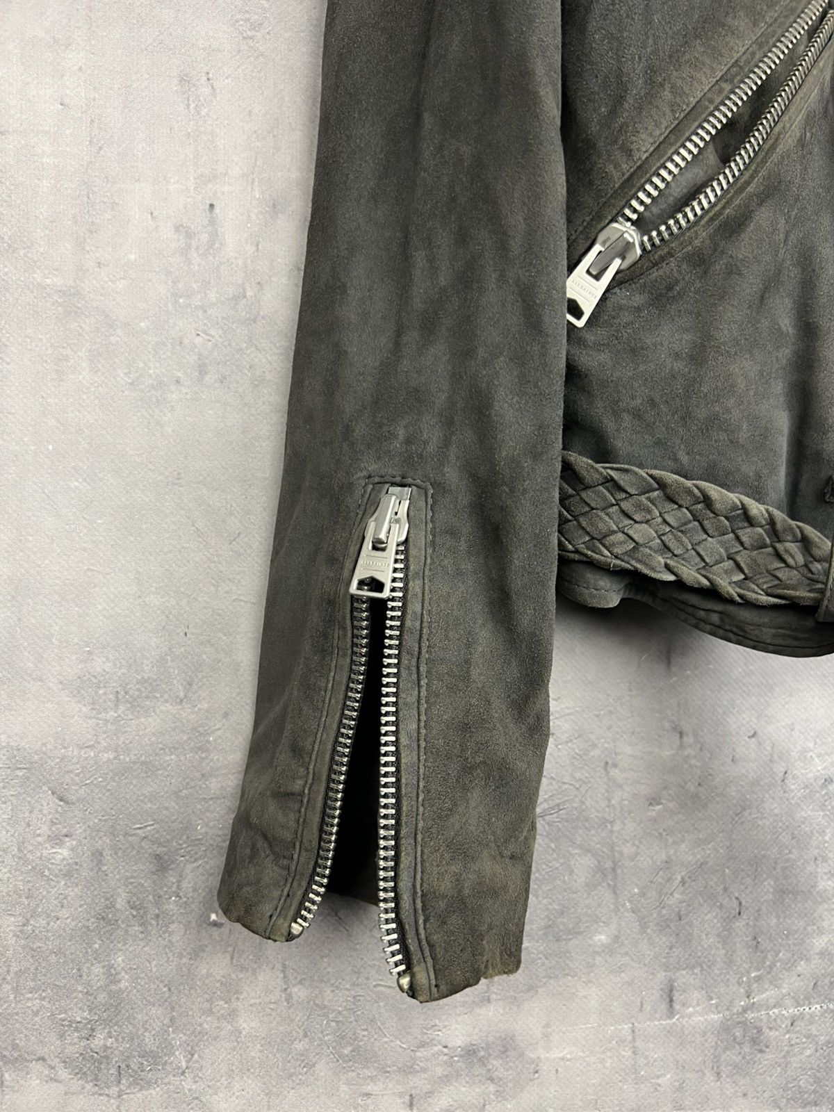 Allsaints ALLSAINTS Braided Wyatt Goat Leather Suede Biker Jacket EU36 Size S / US 4 / IT 40 - 4 Thumbnail