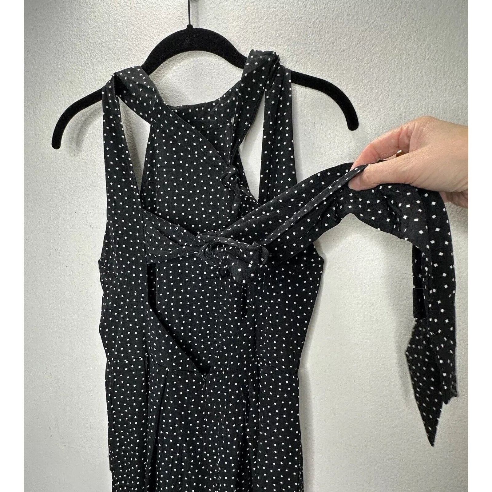 Other Audrey Halterneck Polka Dot Open Tie Back Pleat Leg Jumpsuit Size 27" / US 4 / IT 40 - 4 Thumbnail
