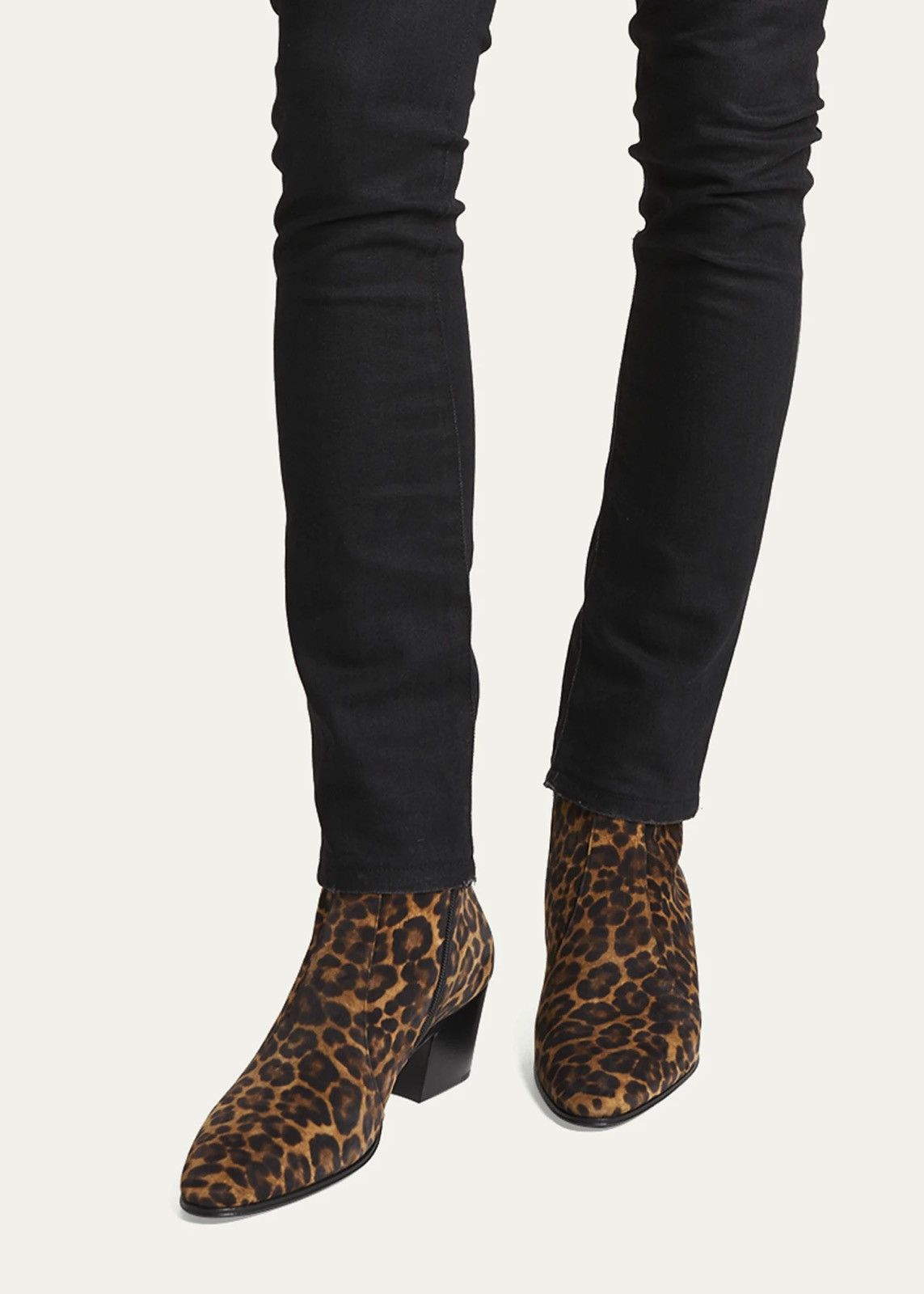 SAINT LAURENT PARIS LEOPARD SUEDE VASSILI 60 BOOTS