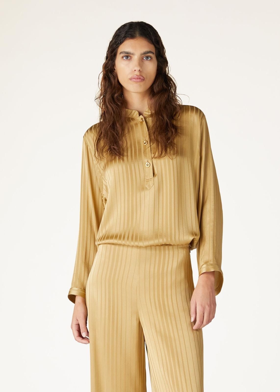 Loro Piana o1srvl11e0725 FAN8400 Amna Silk Shirt in Yellow Size M / US 6-8 / IT 42-44 - 3 Thumbnail