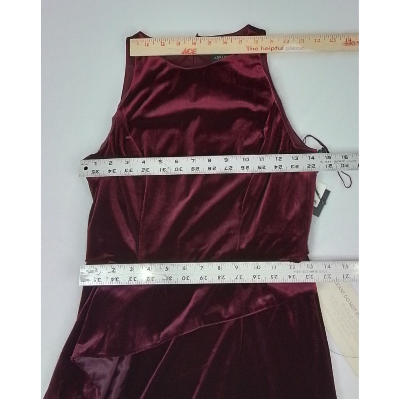 Adrianna Papell Adrianna Papell NWT Dress Women's 2 Burgundy Velvet Cascade Size XS / US 0-2 / IT 36-38 - 15 Thumbnail