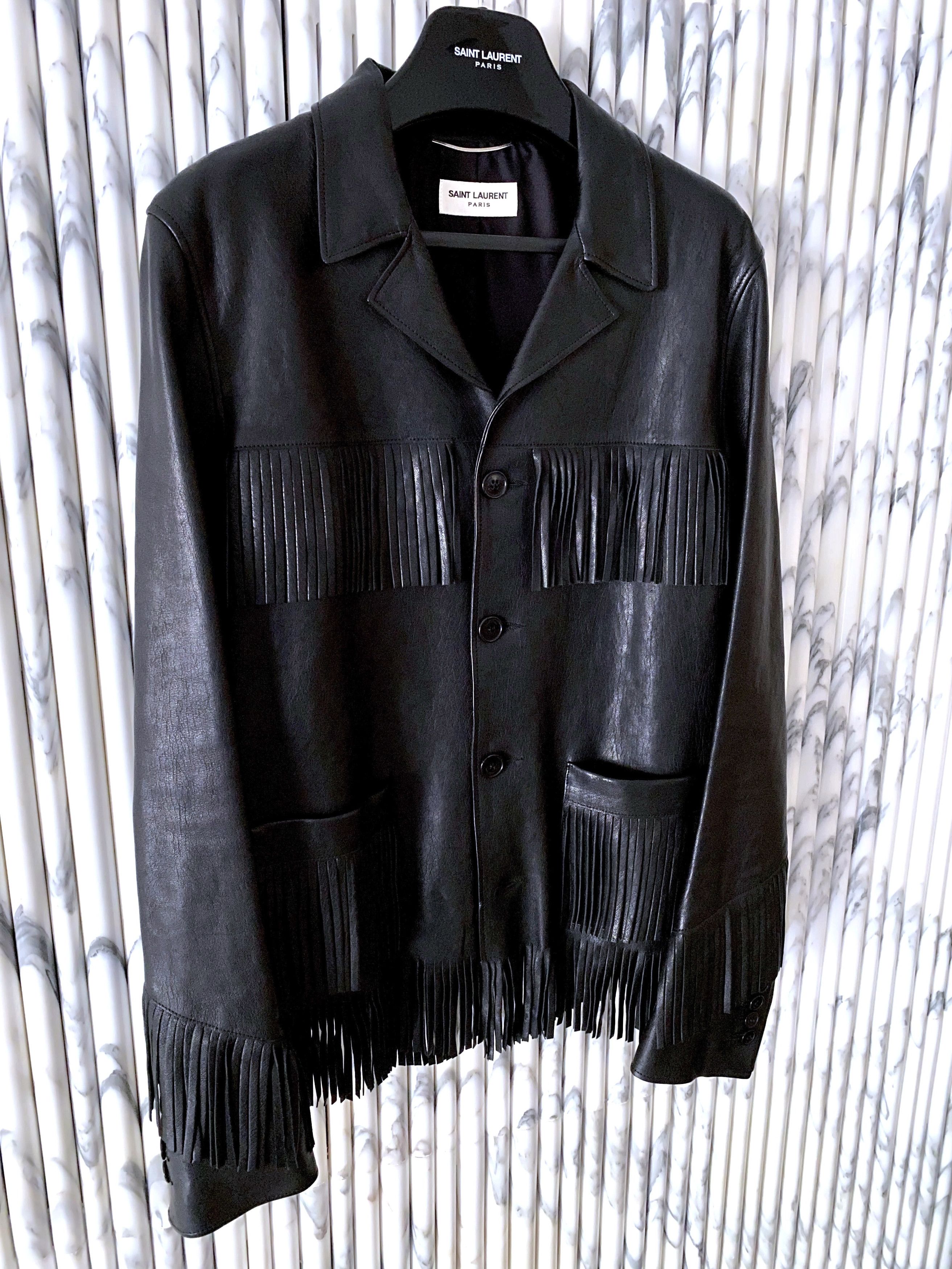 Hedi Slimane × Saint Laurent Paris NEW AW13 L12 CURTIS WESTERN FRINGED LAMBSKIN JACKET Size US M / EU 48-50 / 2 - 3 Thumbnail