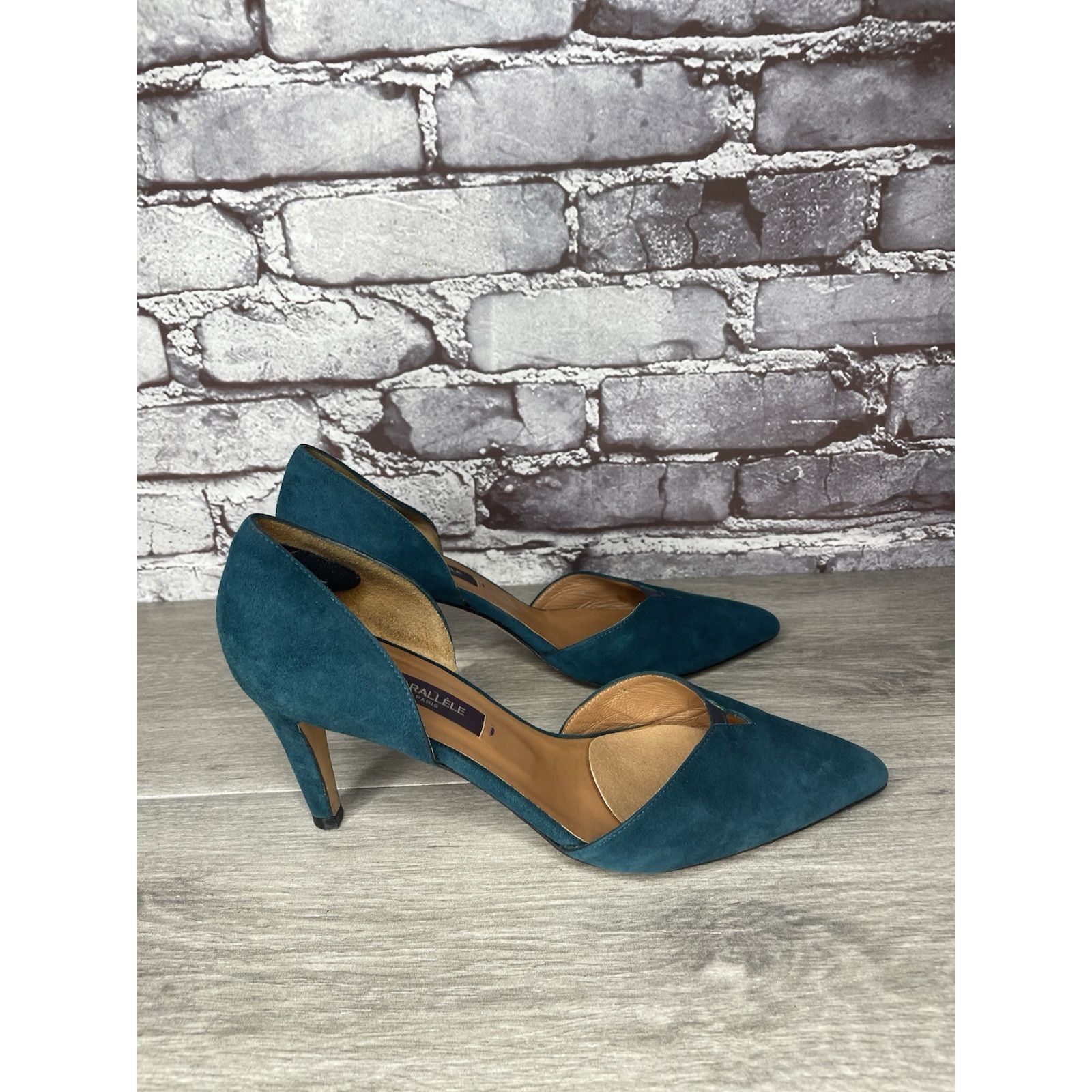 Other Parallele Blue Suede Leather Pointed Toe Stilettos Heels Wom Size US 7.5 / IT 37.5 - 21 Thumbnail