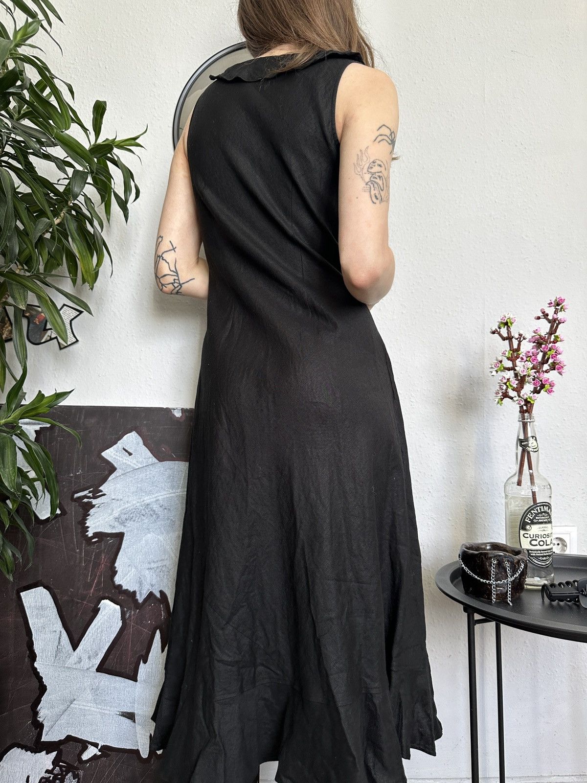 Designer Linen Ruffled Maxi Dress Cottage Coquette Retro Core Size XS / US 0-2 / IT 36-38 - 6 Thumbnail