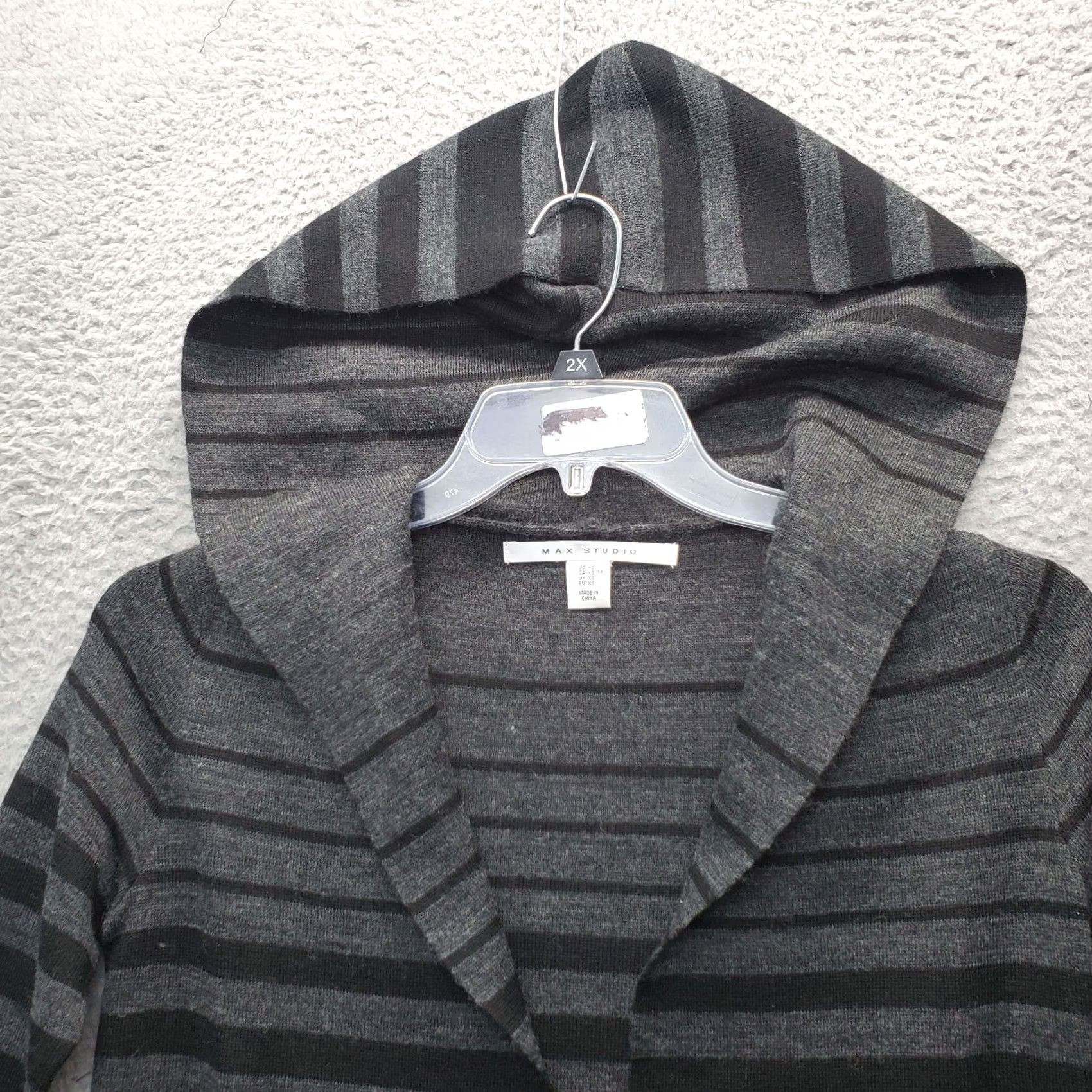 Vintage Max Studio Cardigan Womens XS Multi Striped Casual Long Sleeve Hooded Open Front Size XS / US 0-2 / IT 36-38 - 3 Thumbnail