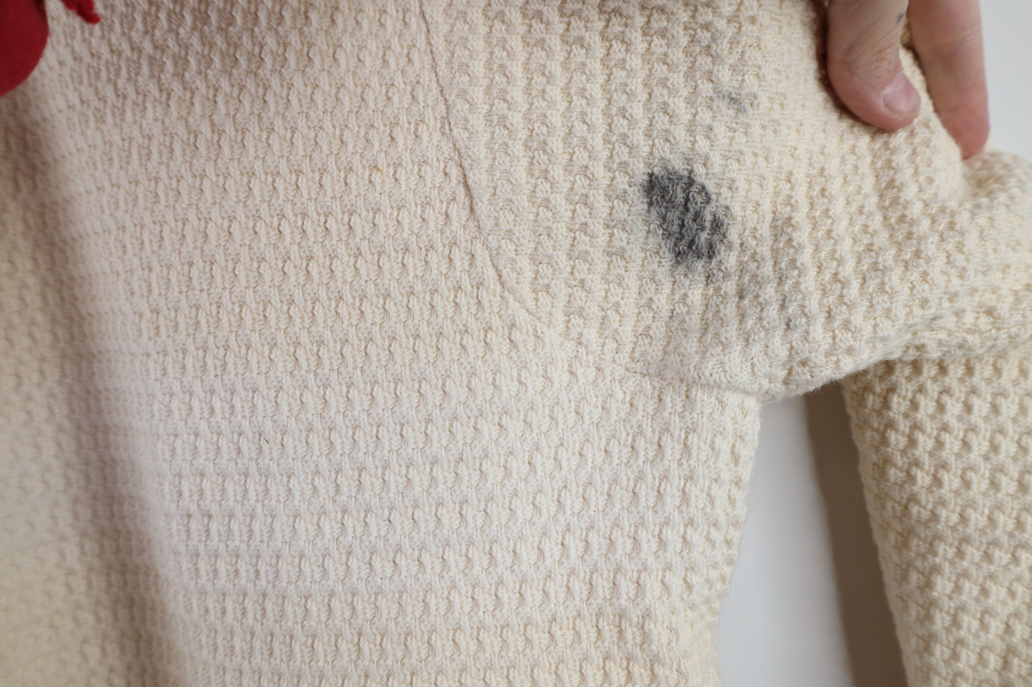 Vintage Vintage 90s Streetwear Cotton Knit Henley Sweater Cream Size US L / EU 52-54 / 3 - 4 Thumbnail