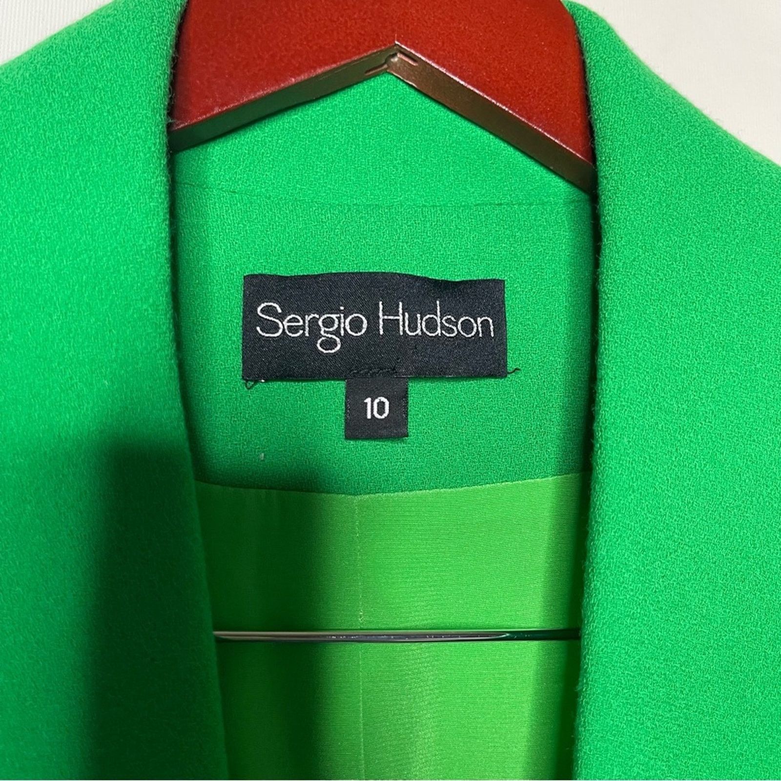 Other Sergio Hudson Wool Shawl-Collar One Button Blazer Green Size L / US 10 / IT 46 - 4 Thumbnail