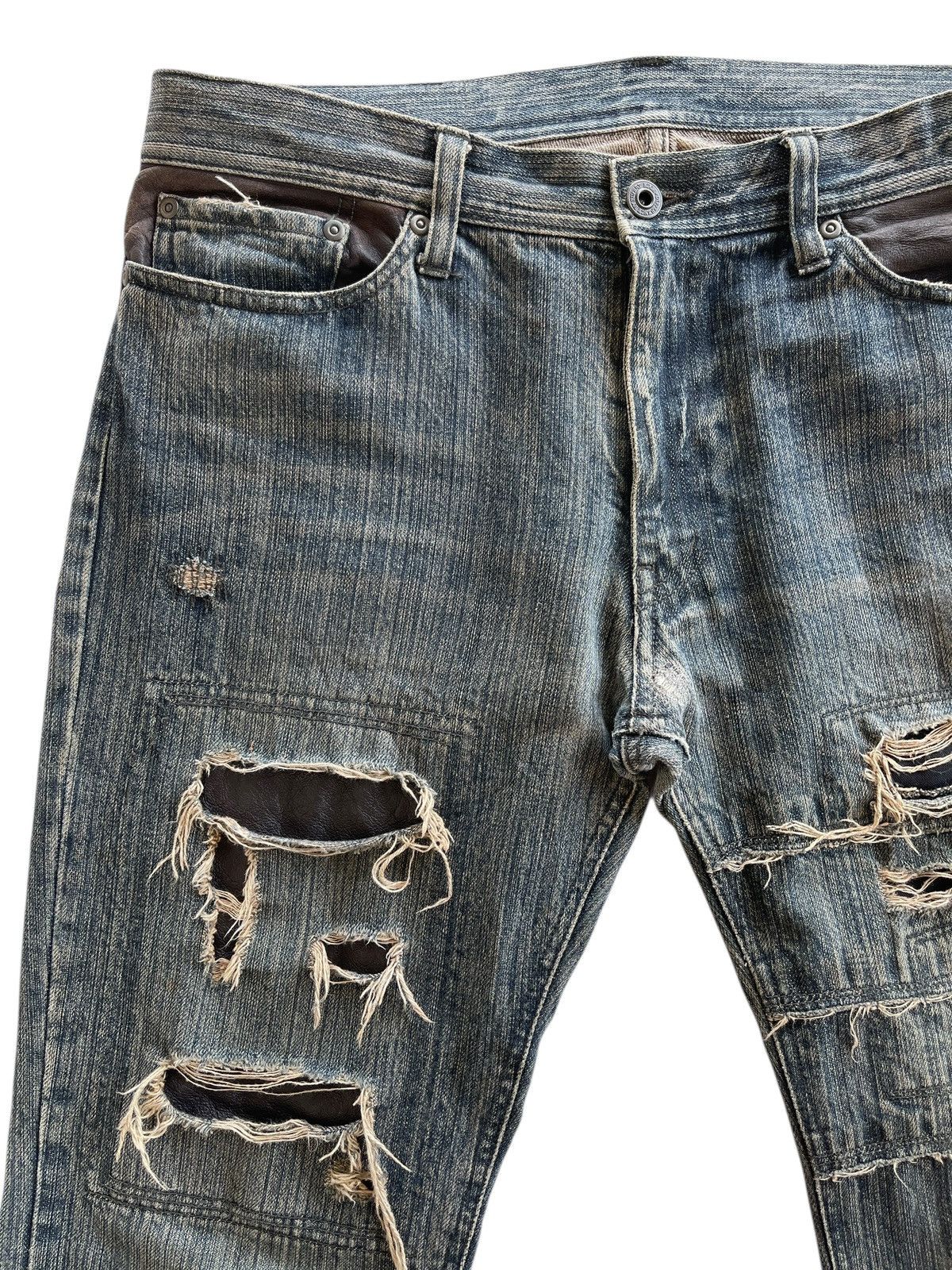 Japanese Brand Crazy Distressed Patchwork Flare Denim Size US 34 / EU 50 - 5 Thumbnail