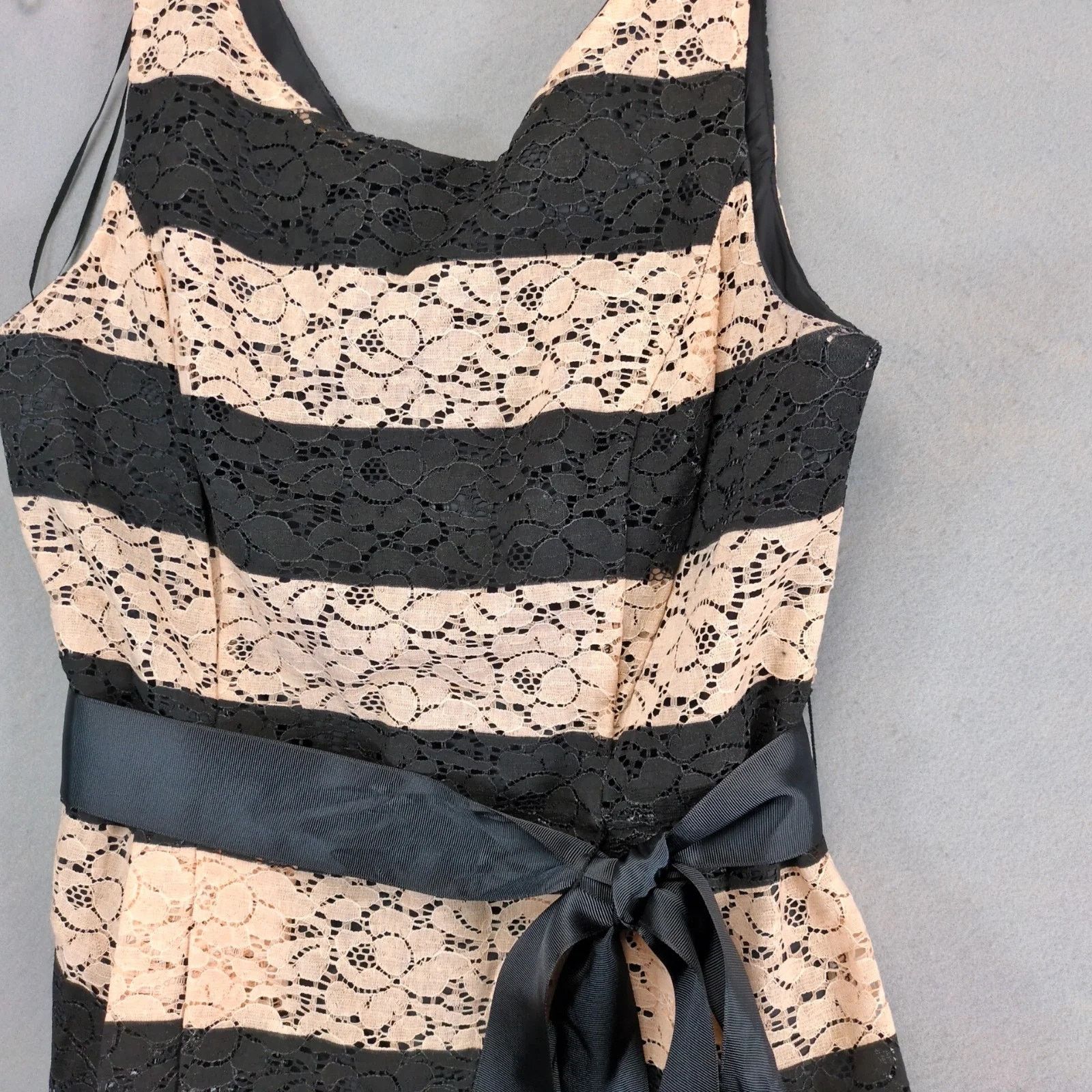 Other Robbie Bee Striped Black & Peach Lace Fit & Flare Dress 14 Size XL / US 12-14 / IT 48-50 - 10 Thumbnail