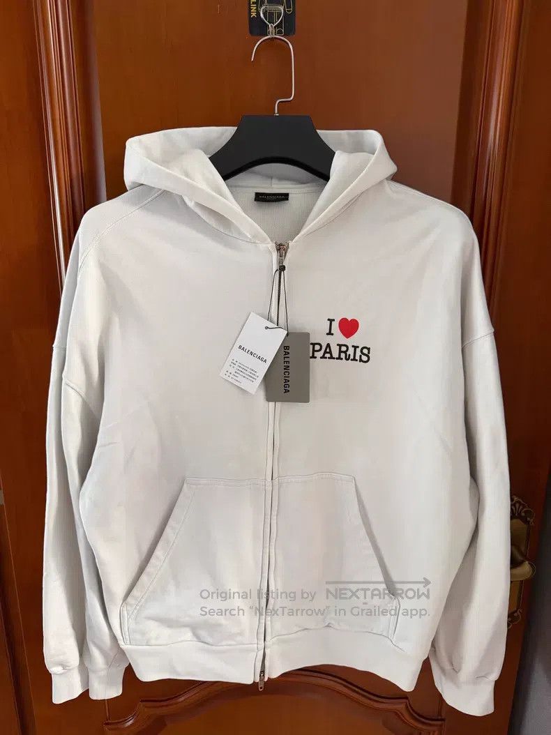 Balenciaga Balenciaga Paris Soccer Zip Up Hoodie White | Grailed