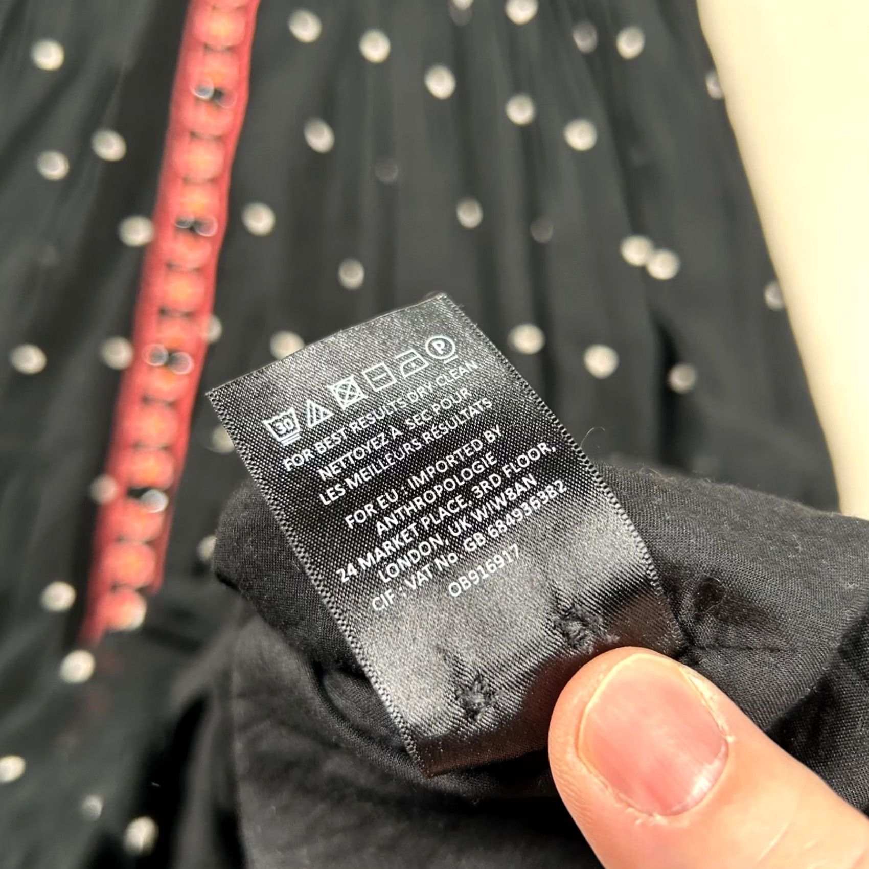 Anthropologie Anthropologie Black Maxi Dress Womens 4 Smocked Tiered Embroidered Polka Dot V Neck Size S / US 4 / IT 40 - 6 Thumbnail
