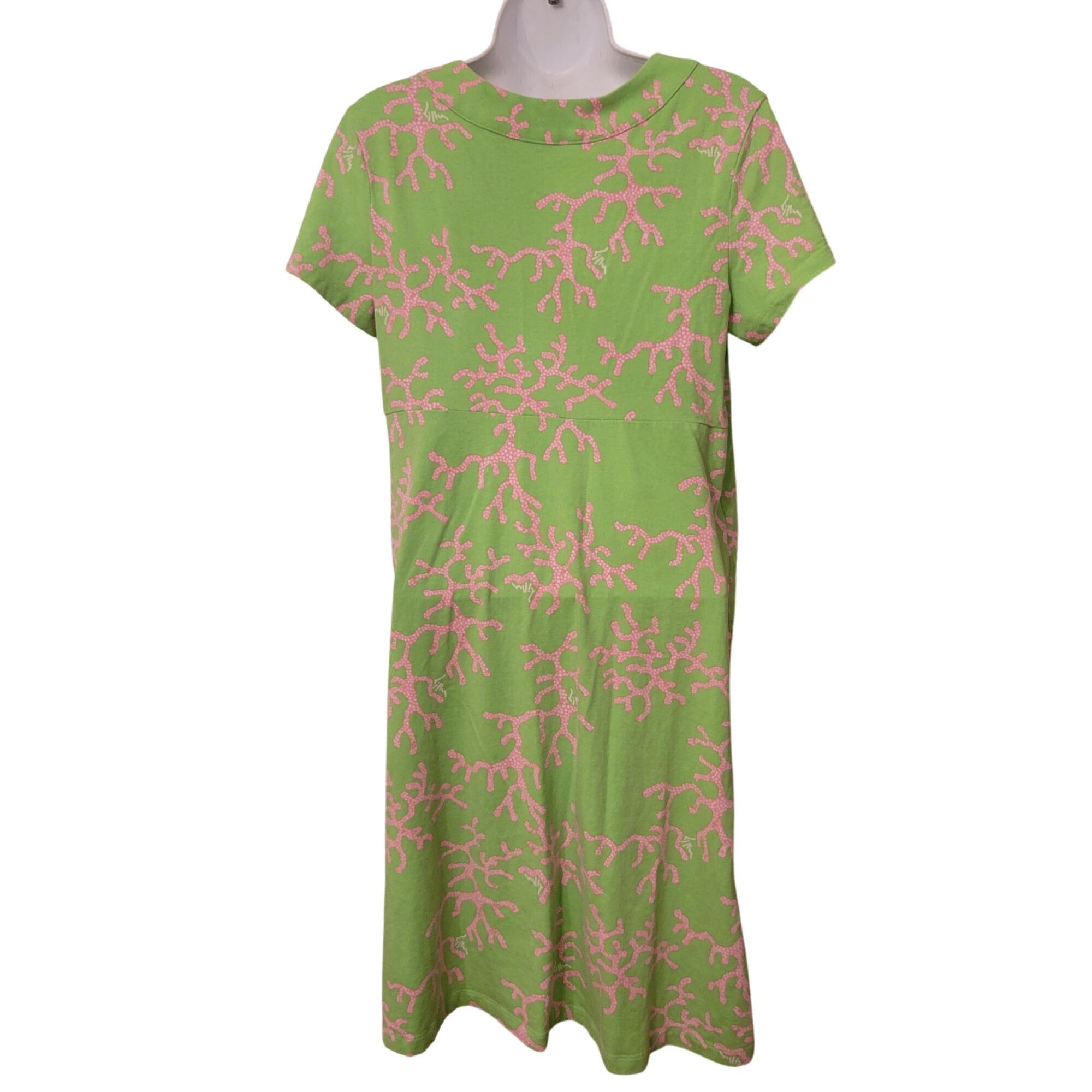 Lilly Pulitzer Lilly Pulitzer Green Pink Coral M KELSEA T Shirt Dress Stret Size M / US 6-8 / IT 42-44 - 4 Thumbnail