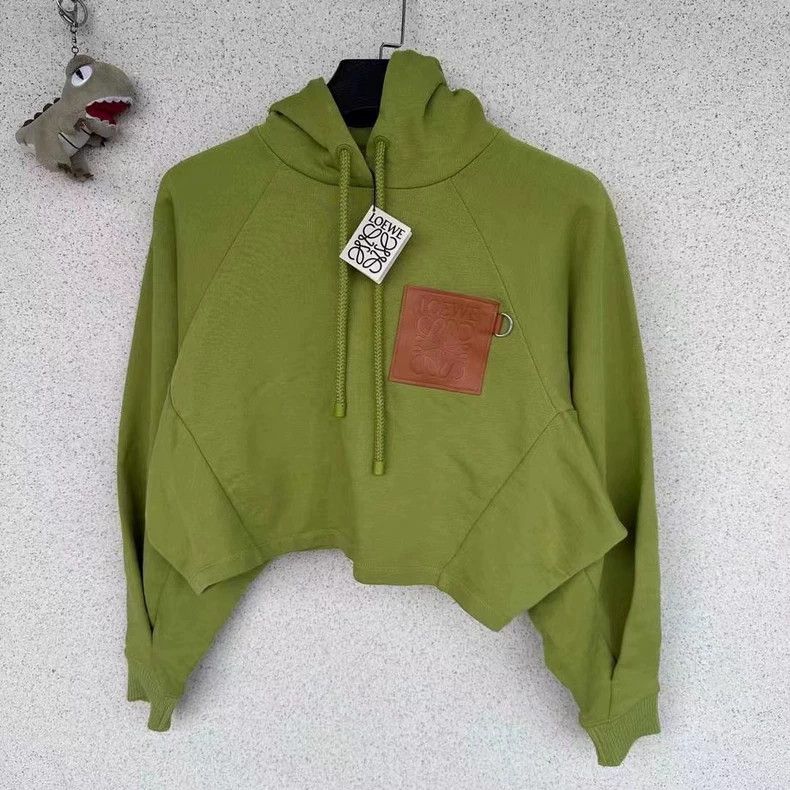 loewe Spliced leather patch short hoodie 2506-Nextarrow