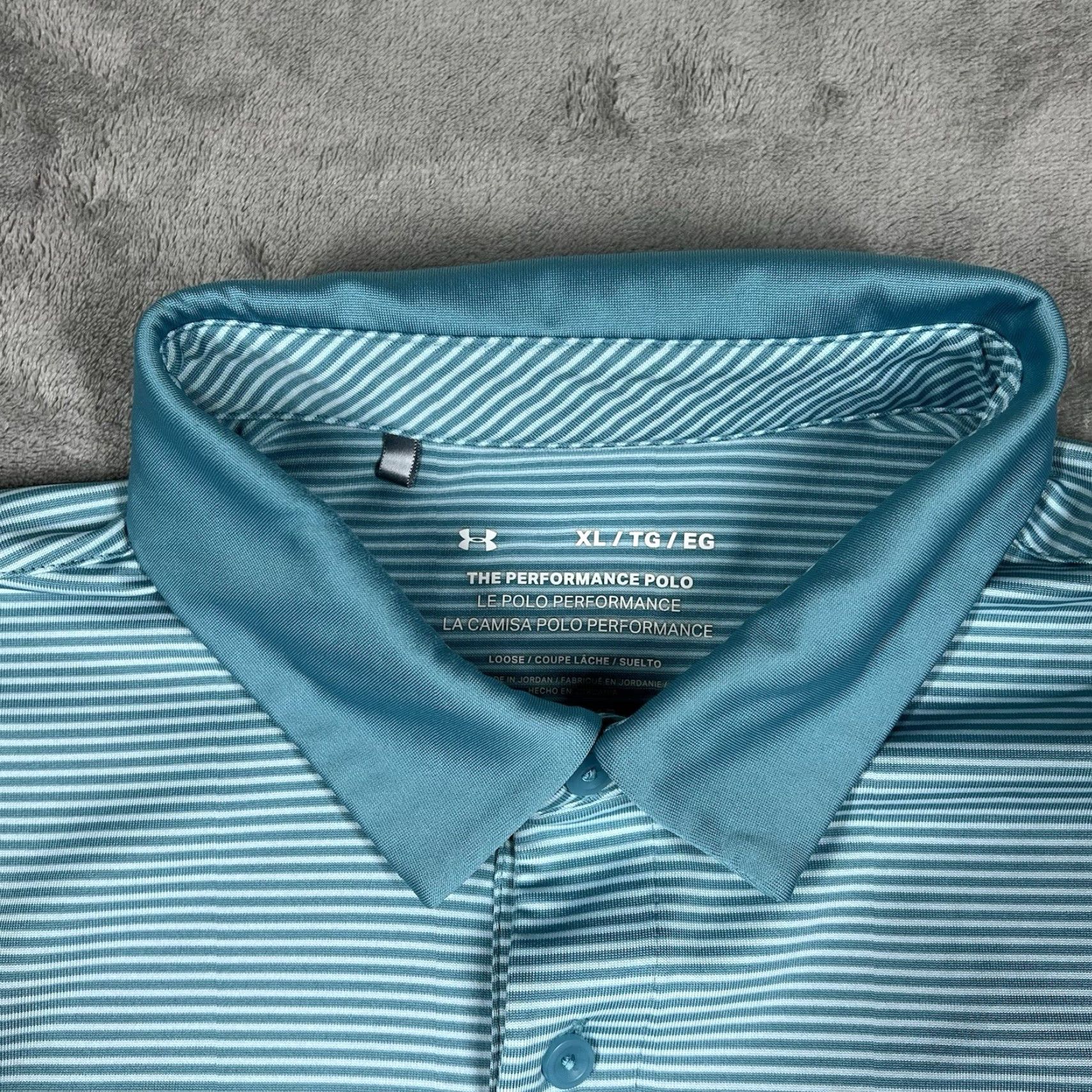 Under Armour Under Armour Polo Shirt Men XL Athletic Golf Blue Stripe Iso-Chill Short Sleeve Size US XL / EU 56 / 4 - 7 Thumbnail