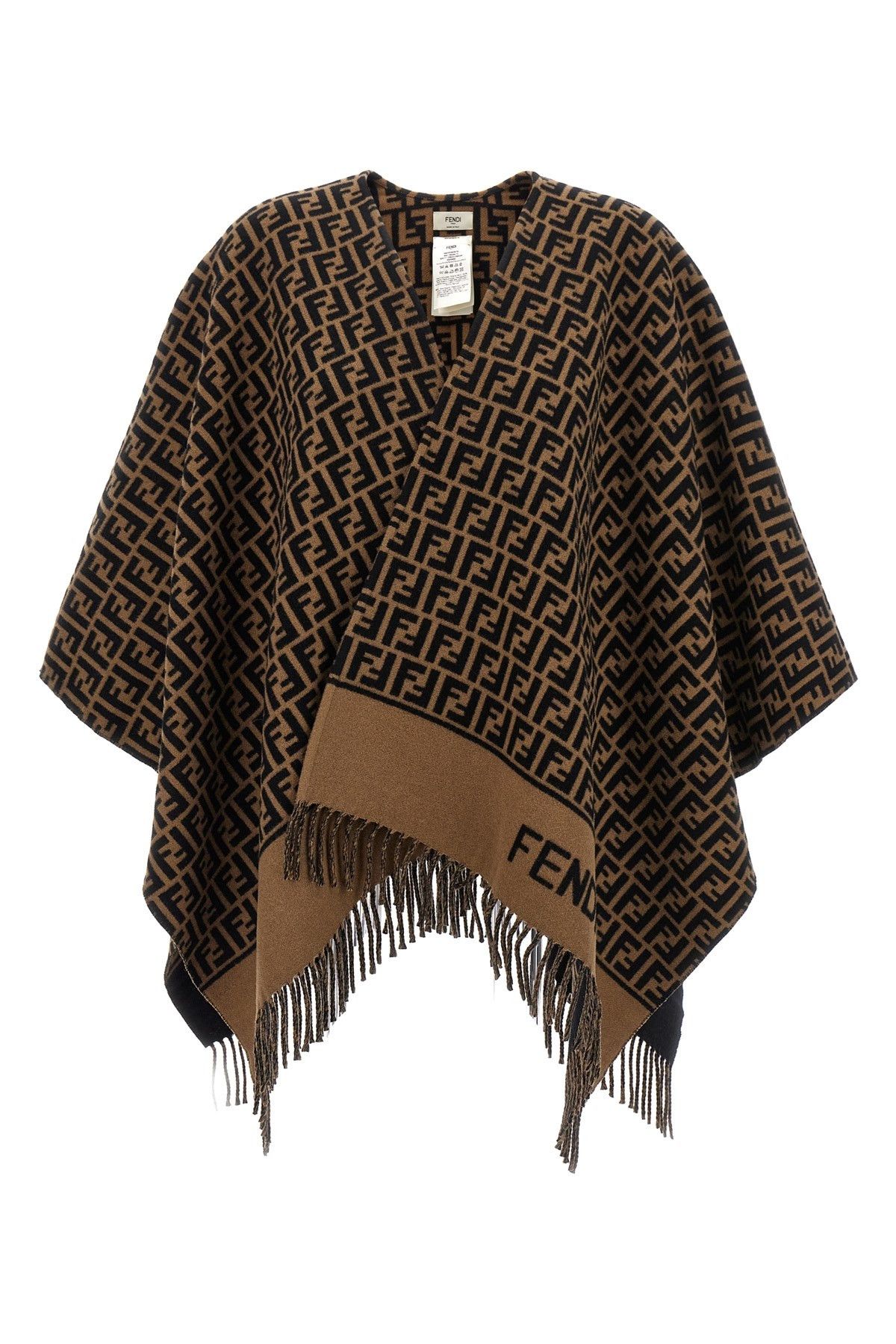 image of Fendi 'ff' Poncho in Brown, Women's