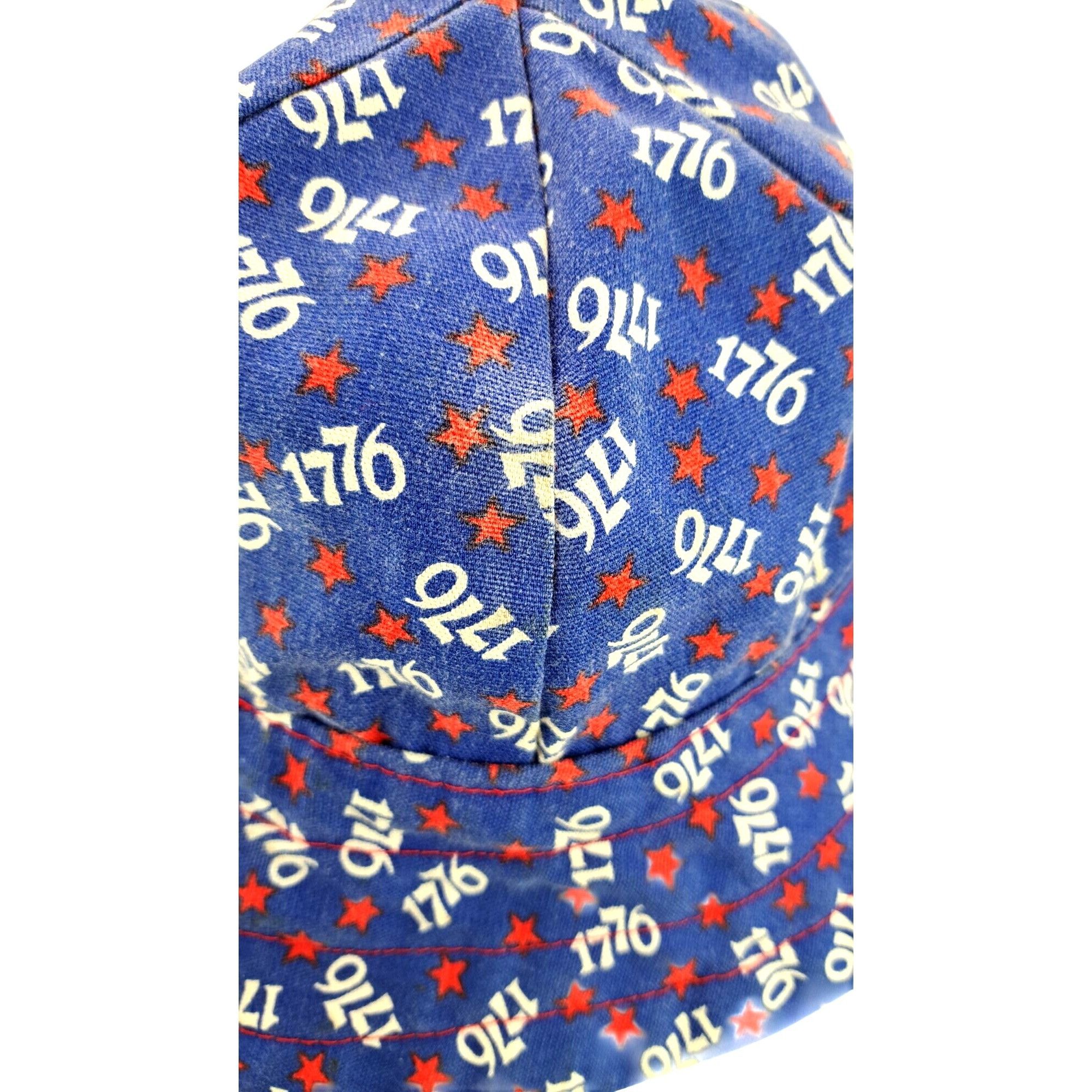 Handmade Vintage Patriotic Bucket Hat Blue Red Stars 1776 USA Adult Size ONE SIZE - 8 Thumbnail