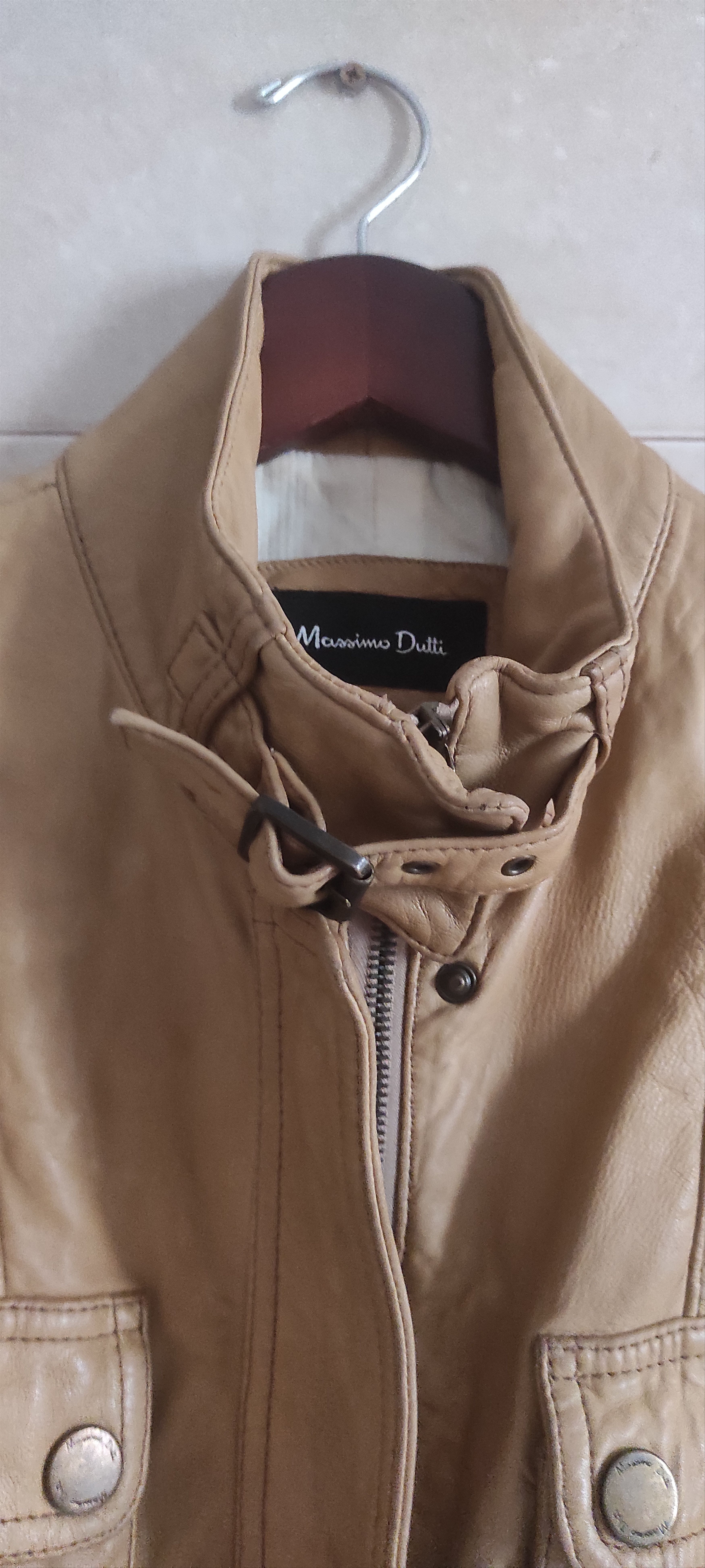 Massimo Dutti Massimo Dutti Sheepskin Soft Leather Tan Moto Jacket Size S / US 4 / IT 40 - 7 Thumbnail
