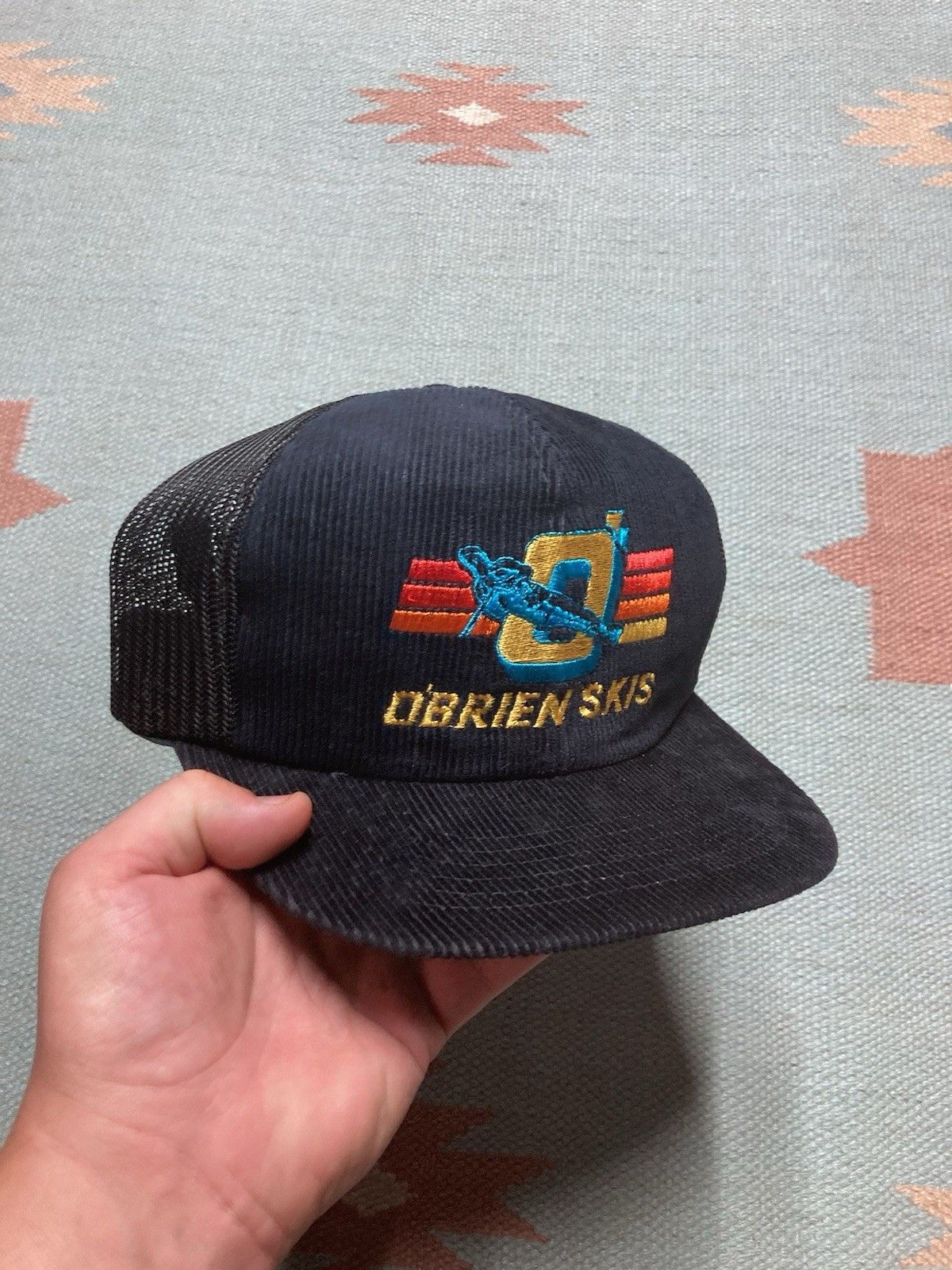 Vintage vtg 80s trucker hat O’Brien skis black corduroy NOS SnapBack Size ONE SIZE - 1 Thumbnail