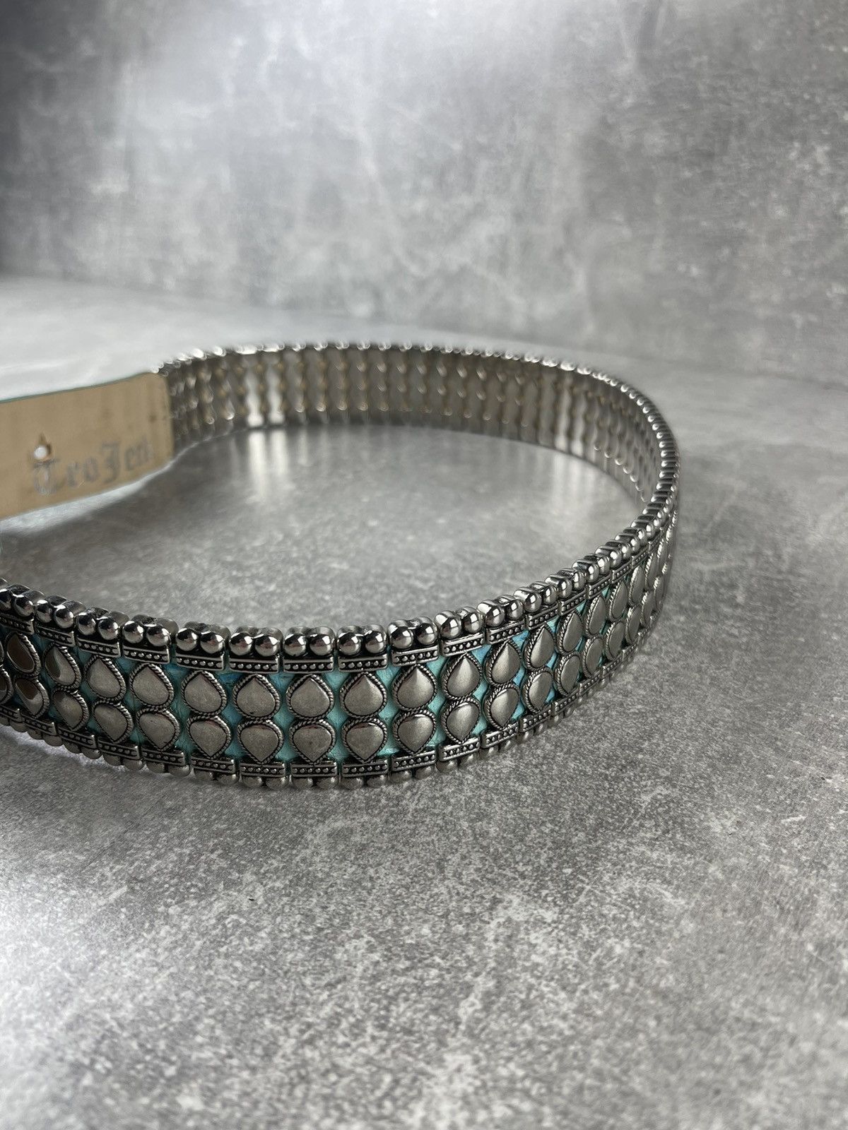 Vintage Y2K Leo Jeck Handcrafted Metal Mesh Leather Belt Turquoise Size ONE SIZE - 3 Thumbnail