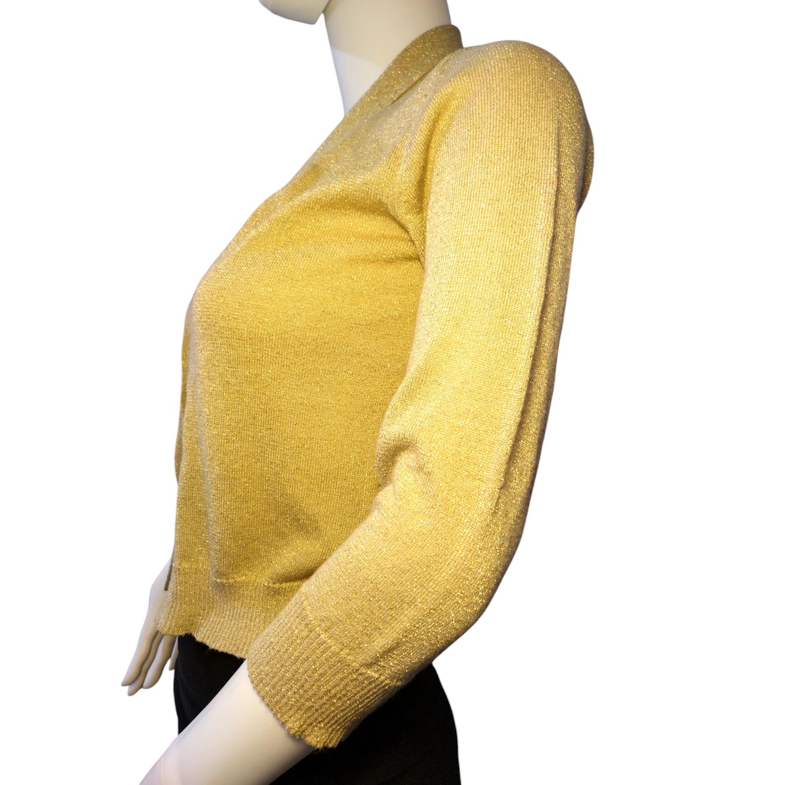 Covington Covington Cardigan Cropped 3/4 Sleeves Metallic Gold Sz PS Size S / US 4 / IT 40 - 2 Thumbnail