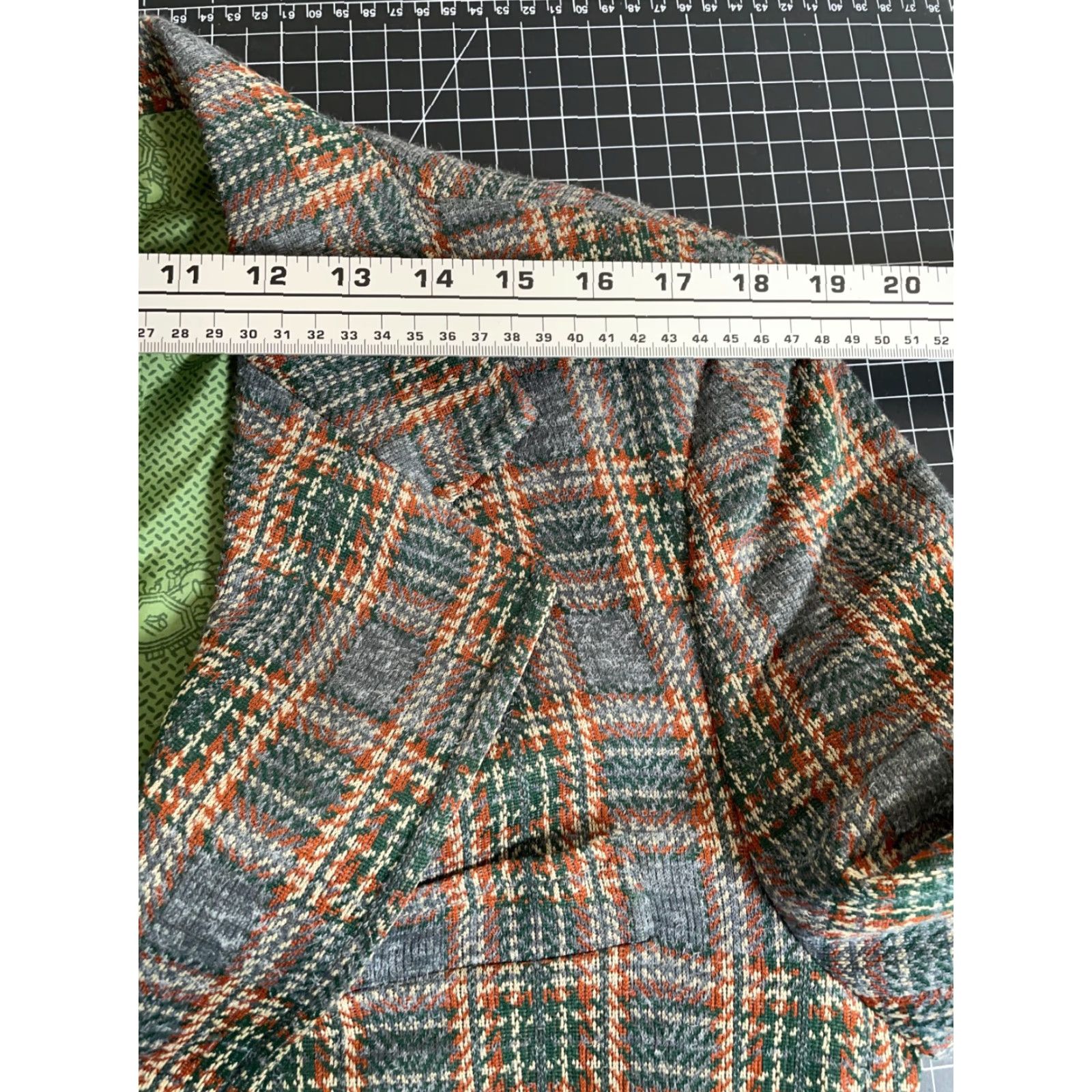 Vintage VTG 70s Plaid Pattern Leisure Suit Jacket Men's 39 Long Gray Wide Lapel USA Made Size 40R - 7 Thumbnail