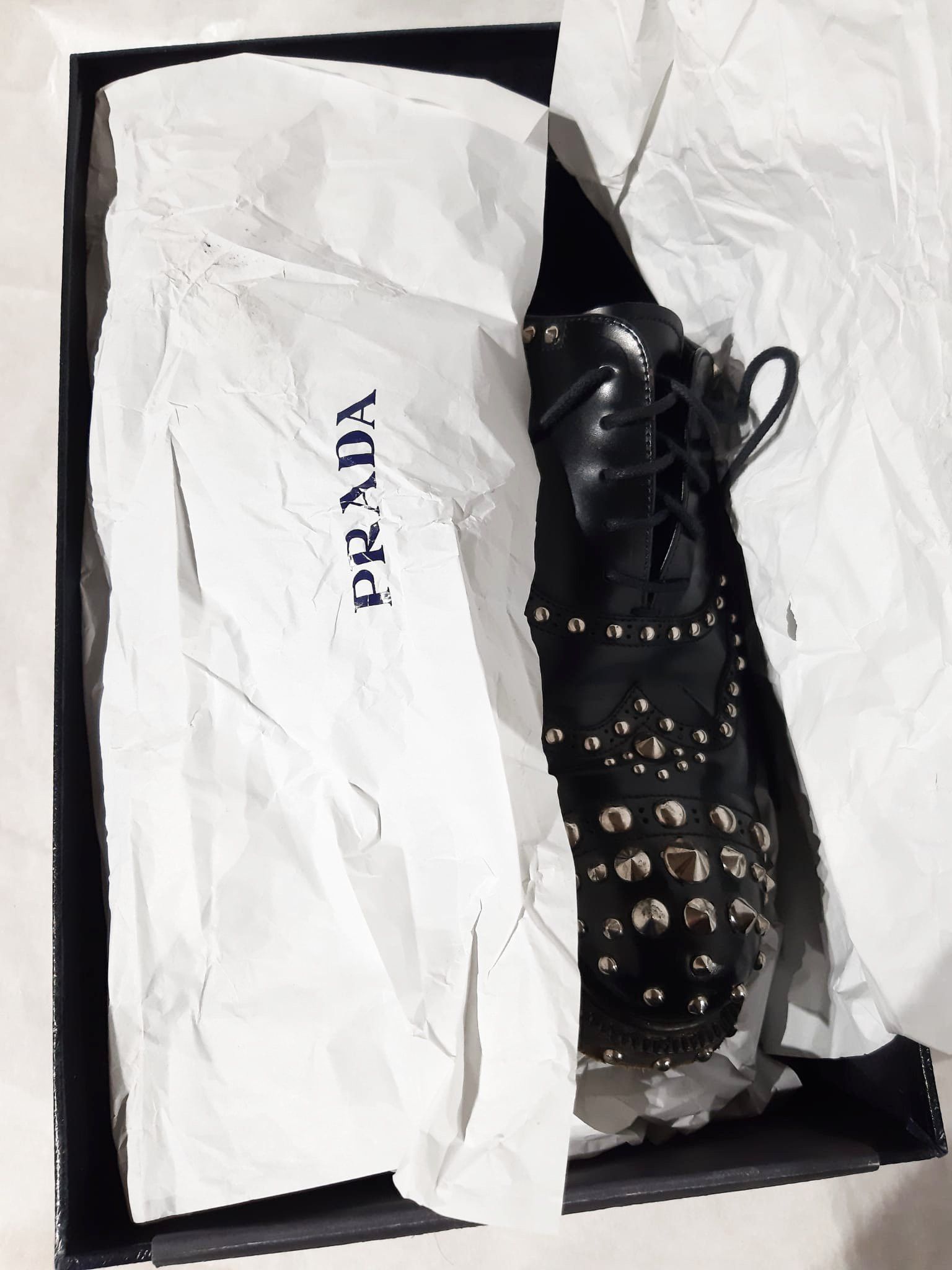 Prada FW 2009 Runway Studded Leather Derby Shoes Size US 7.5 / EU 40-41 - 15 Thumbnail