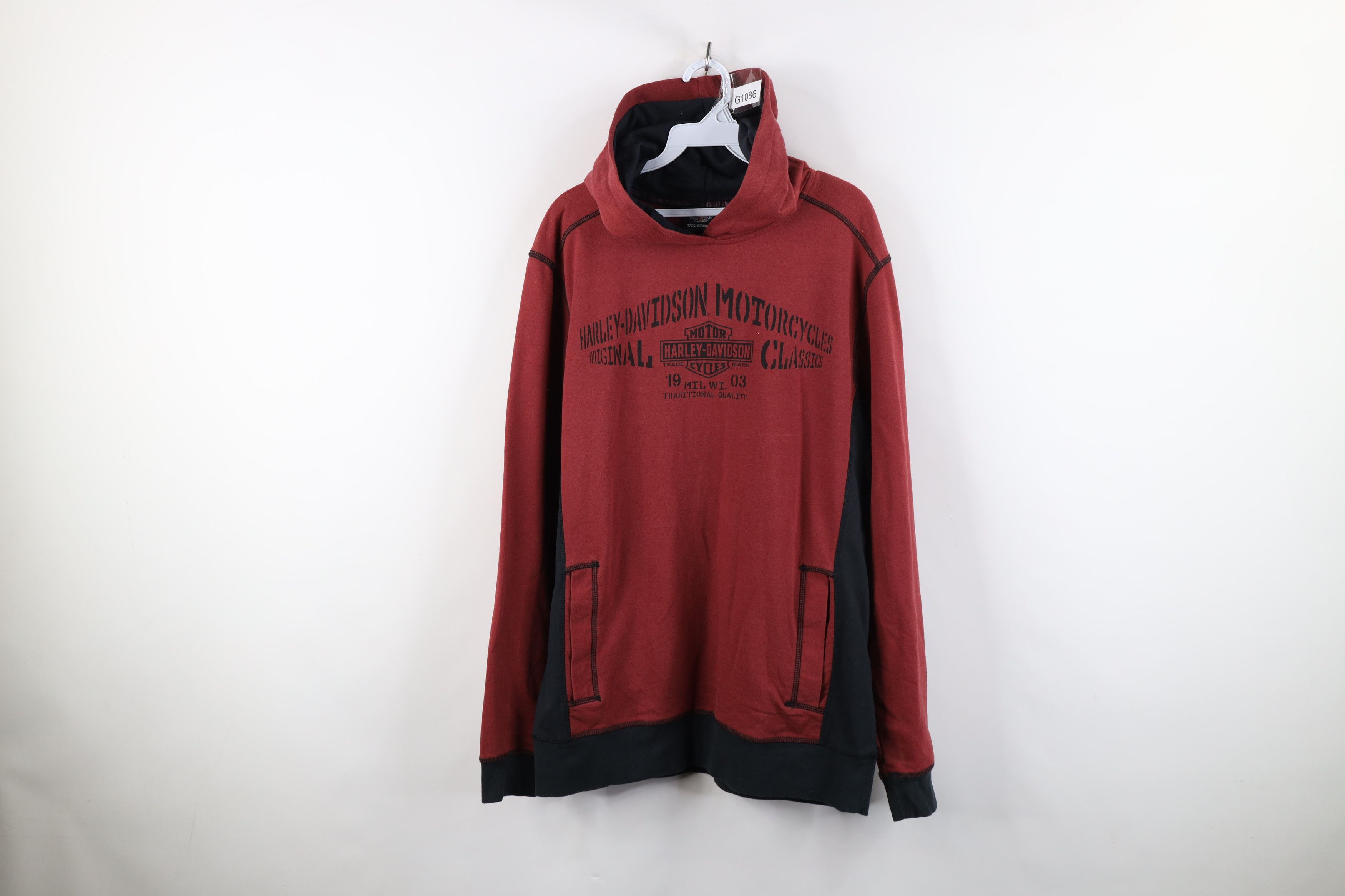 Harley Davidson Vintage Y2K Harley Davidson French Terry Hoodie Red Size US M / EU 48-50 / 2 - 1 Thumbnail