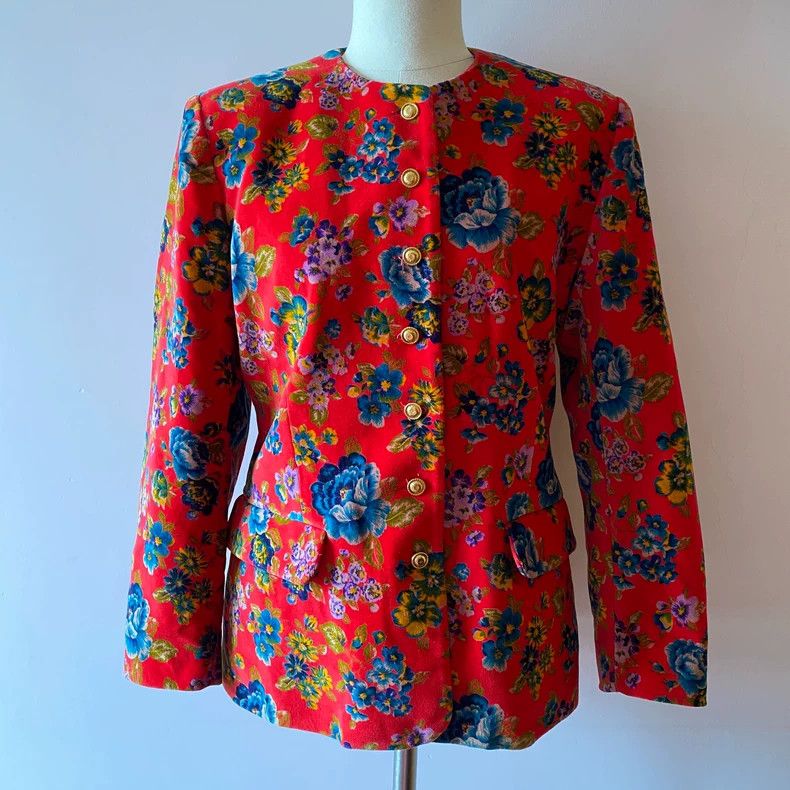 Kenzo KENZO Vintage rose blossom embroidered corduroy jacket wit Size XS / US 0-2 / IT 36-38 - 1 Thumbnail