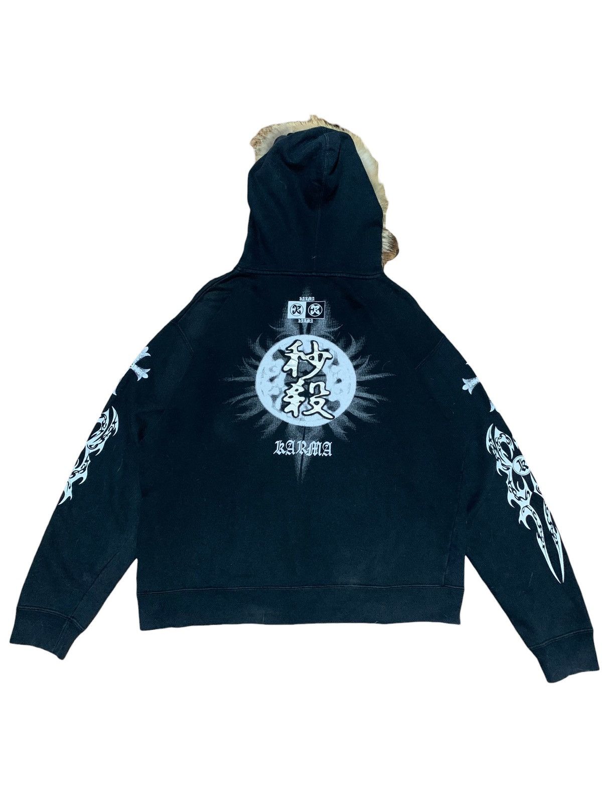 Beauty Beast Vintage KARMA tribal cross gothic punk fur hoodie oversized Size US M / EU 48-50 / 2 - 7 Thumbnail