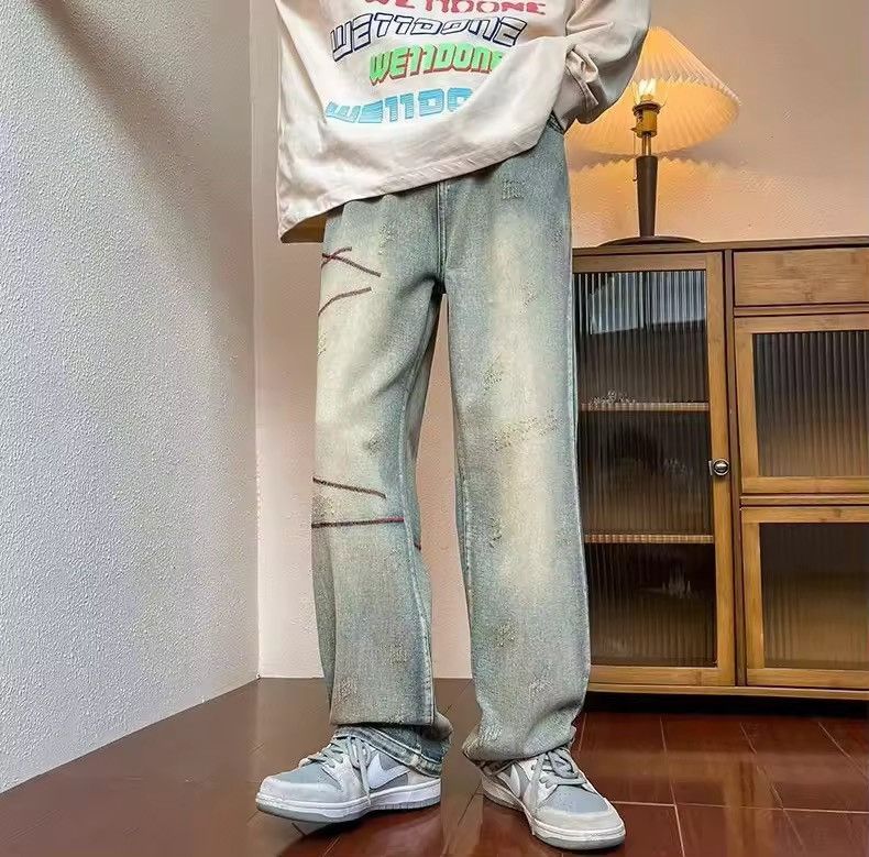 Japanese Brand × Jean Retro Washed Designer Loose Straight Leg Jeans Size US 32 / EU 48 - 2 Thumbnail