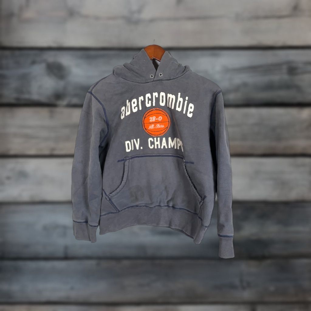 Abercrombie & Fitch Abercrombie & Fitch Division Champs Hoodie Women Large Gray Embroidered Sweatshirt Crew Neck Pullover Size L / US 10 / IT 46 - 1 Thumbnail