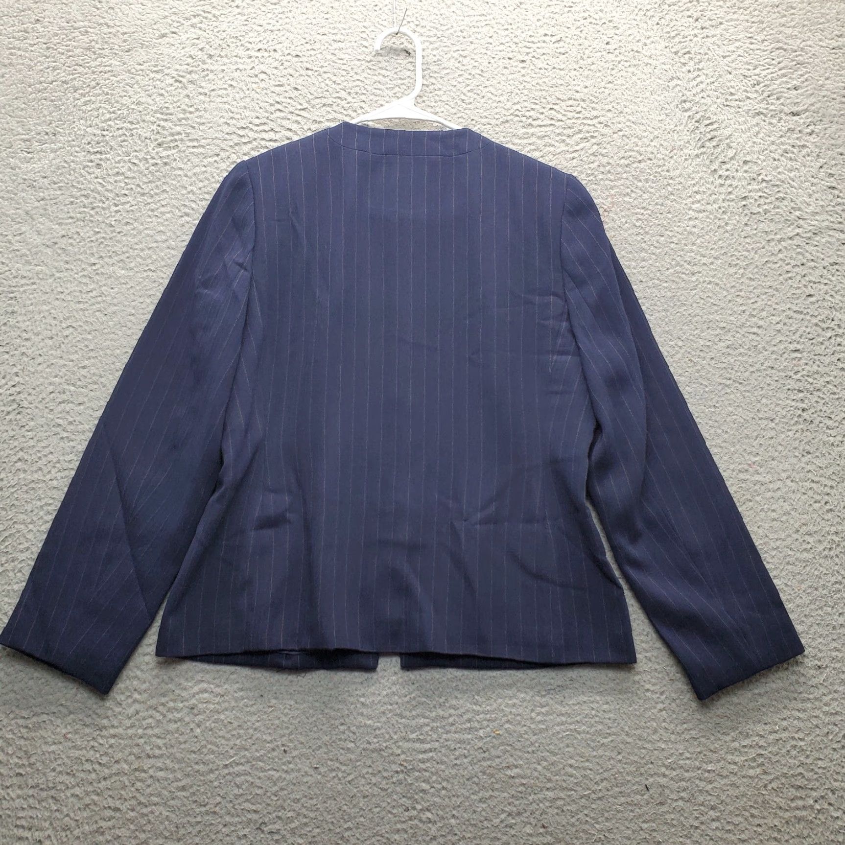 Vintage VINTAGE Laura Scott 2 Piece Set Womens 10P Navy Pinstripe Long Sleeve Single Breasted Shirt Size L / US 10 / IT 46 - 3 Thumbnail