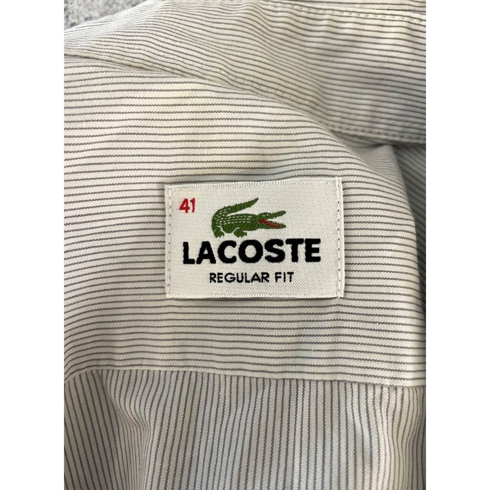Lacoste Lacoste Casual Shirt Size 41 White Striped Cotton Long Sleeve Regular-Fit Mens Size US L / EU 52-54 / 3 - 3 Thumbnail