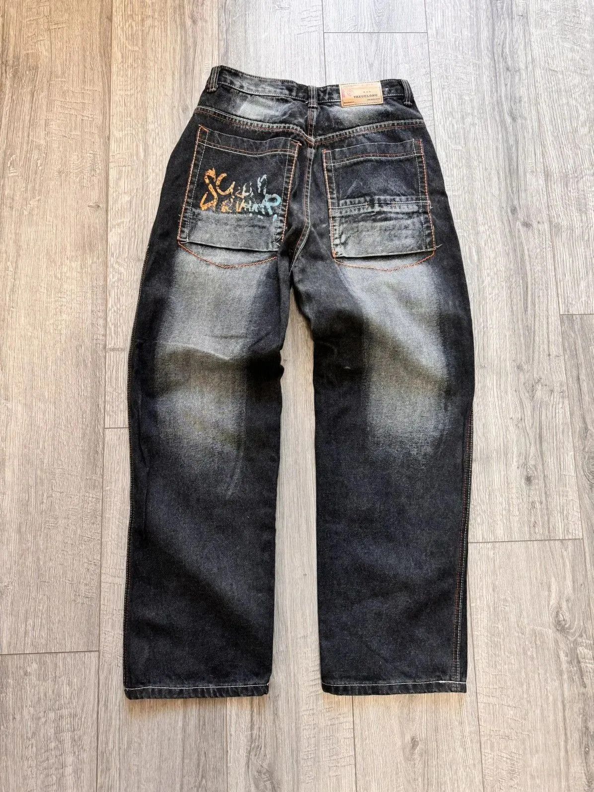 JNCO VINTAGE Y2K CYBER WING DENIM RAW BLUE BAGGY SEQUIN JEANS 36 Size US 31 - 12 Thumbnail