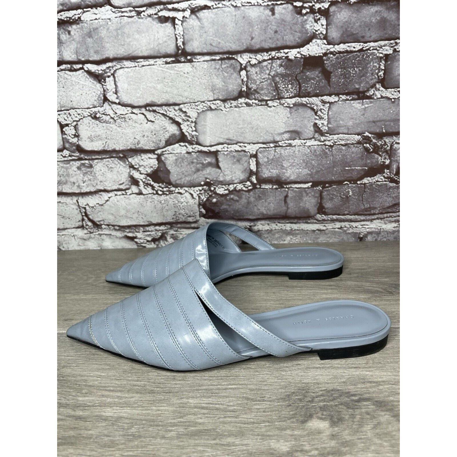 Other Charles Keith Blue Leather Pointed Toe Flats Mules Shoes Wom Size US 7.5 / IT 37.5 - 12 Thumbnail