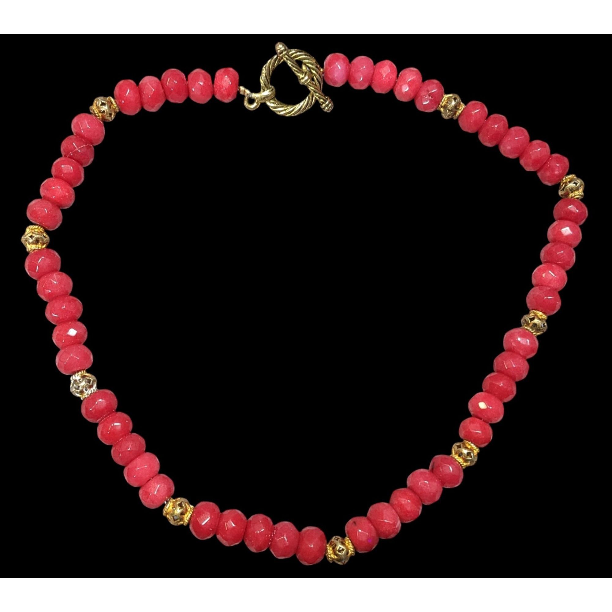 Other Vintage Handmade Faceted Thulite Beaded Necklace With Gold T Size ONE SIZE - 1 Thumbnail