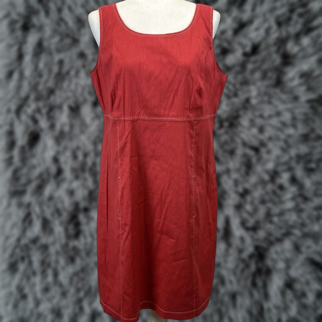 Vintage VINTAGE? Wait. Tahari Linen Blend Dress (Linen) Sleeveless Sheath Knee Length NWT Red 14 Women Size XL / US 12-14 / IT 48-50 - 1 Thumbnail