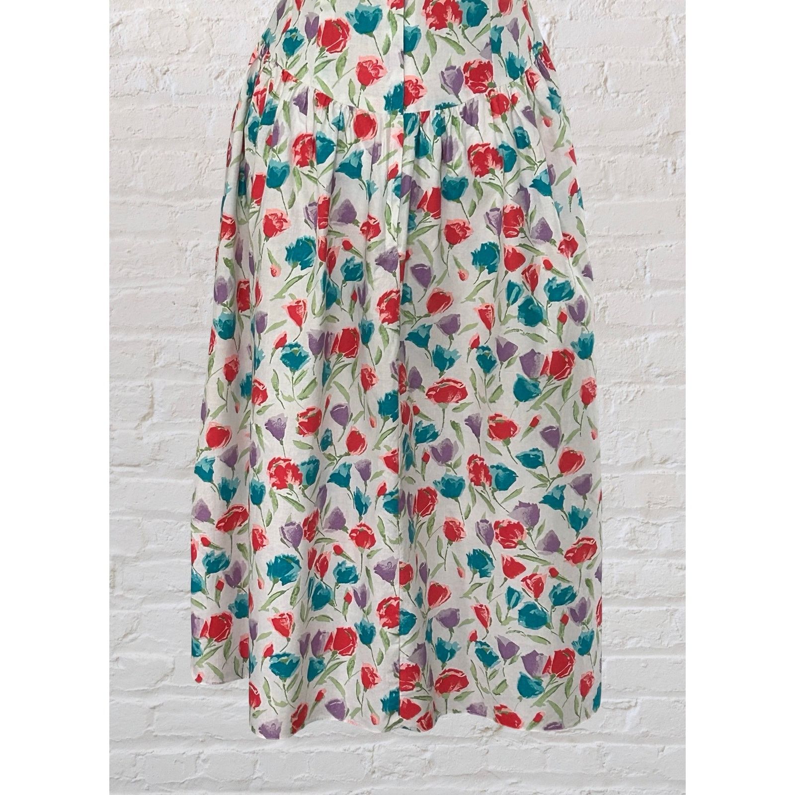 Other Vintage Jody Floral Midi Dress 6 S Puff Sleeve Cottagecore Size M / US 6-8 / IT 42-44 - 6 Thumbnail