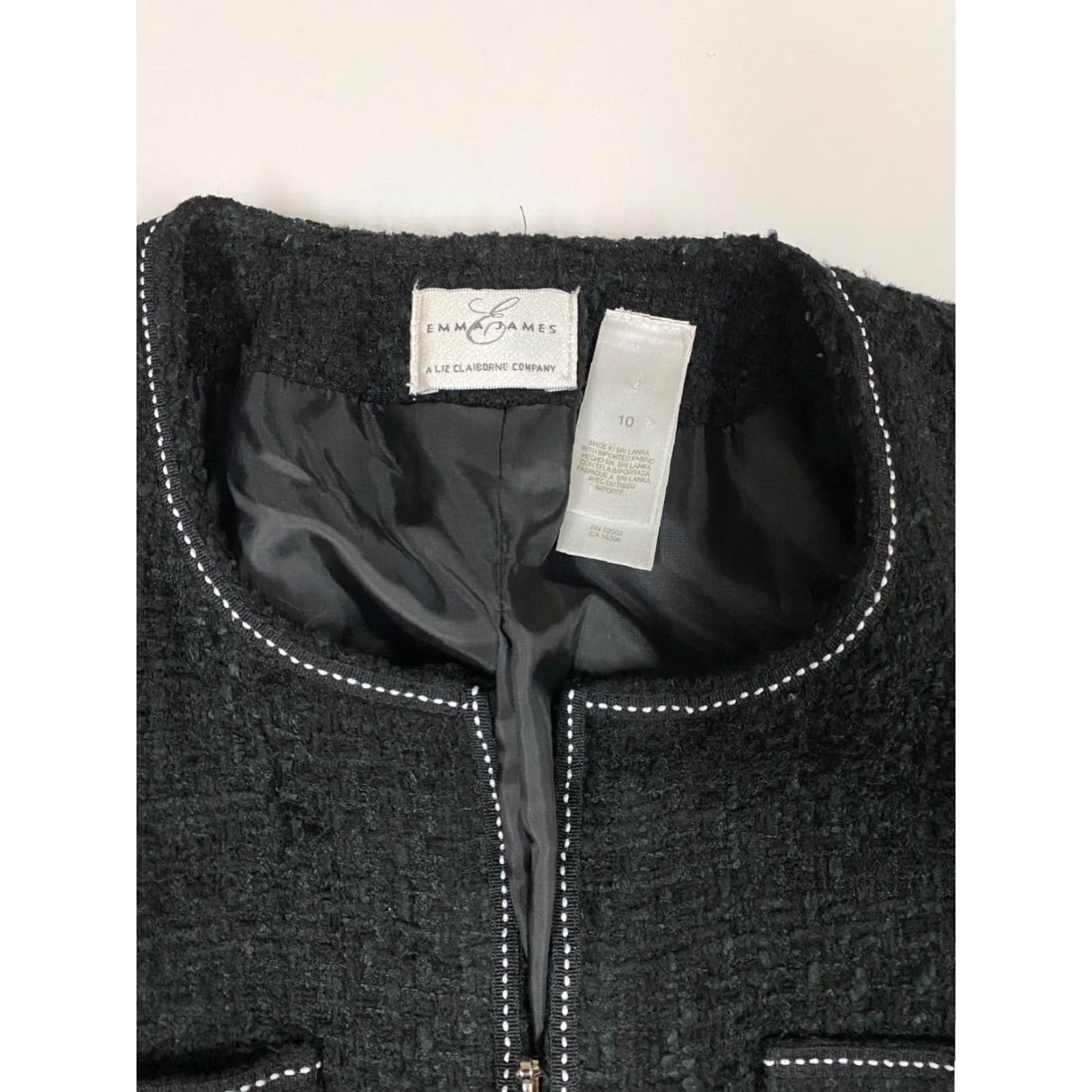 Vintage Emma James Womens Jacket 10 Black Full Zip Size L / US 10 / IT 46 - 4 Thumbnail