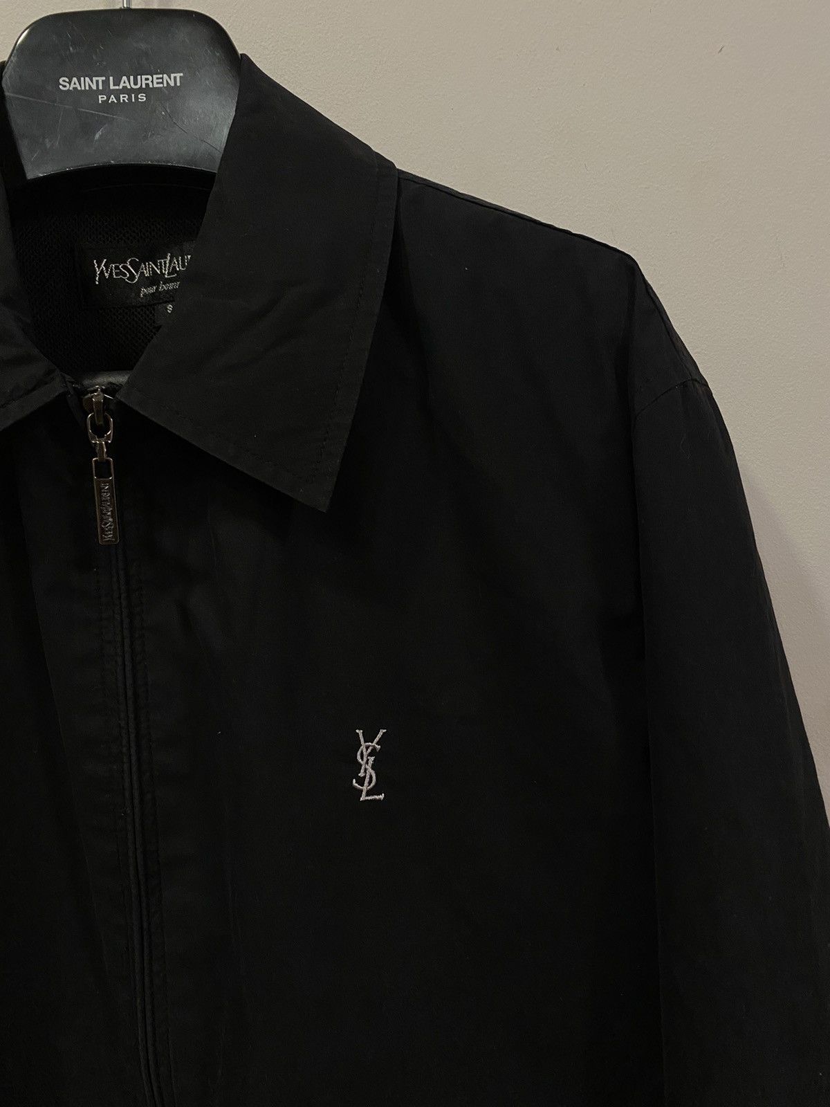 image of Vintage x YVES Saint Laurent Black YSL Jacket Coach YSL Bomber, Men's (Size Small)