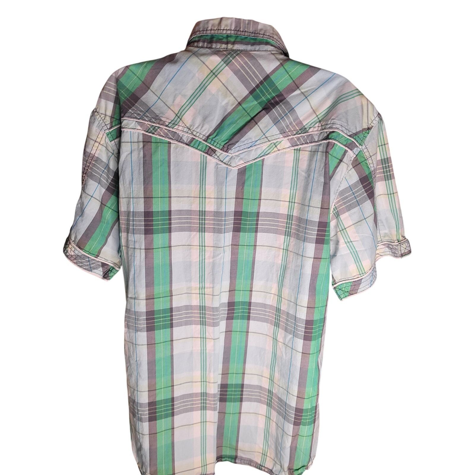 BKE BKE Mens Shirt Short Sleeve Green/Grey/White Pockets Sz XL Size US XL / EU 56 / 4 - 3 Thumbnail