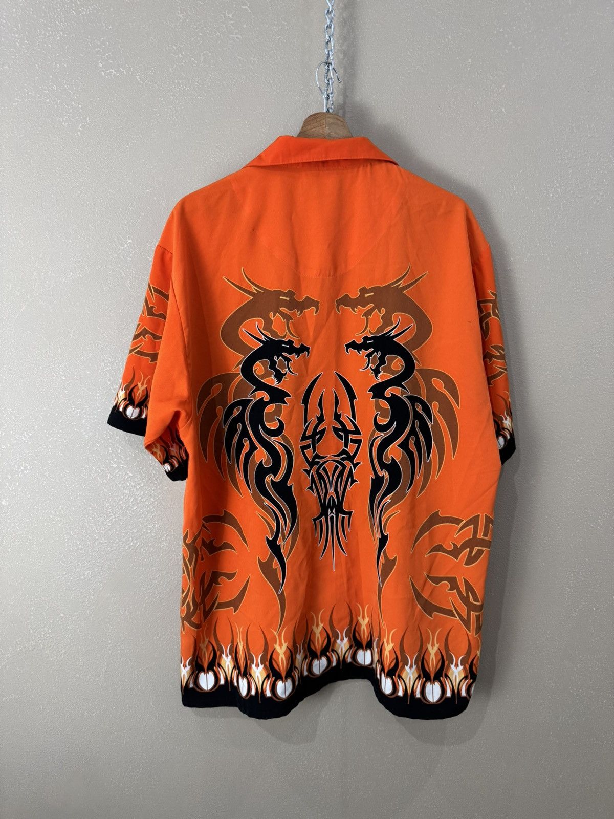 Japanese Brand Vintage Y2K Rare Alt Tribal Dragon Skull Hawaiian Shirt Size US L / EU 52-54 / 3 - 2 Thumbnail