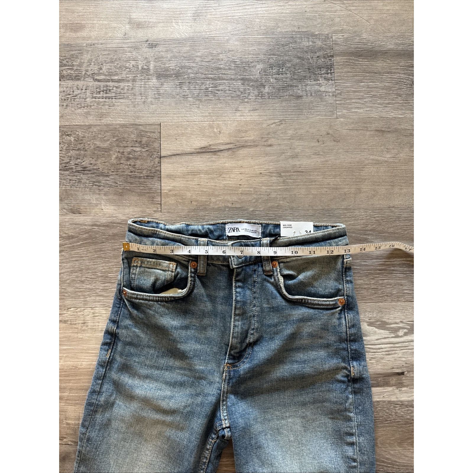 Zara ZARA WOMAN'S MID-RISE CROPPED FLARED TRF JEANS Size 2 Or 34 Size 26" / US 2 / IT 38 - 2 Thumbnail