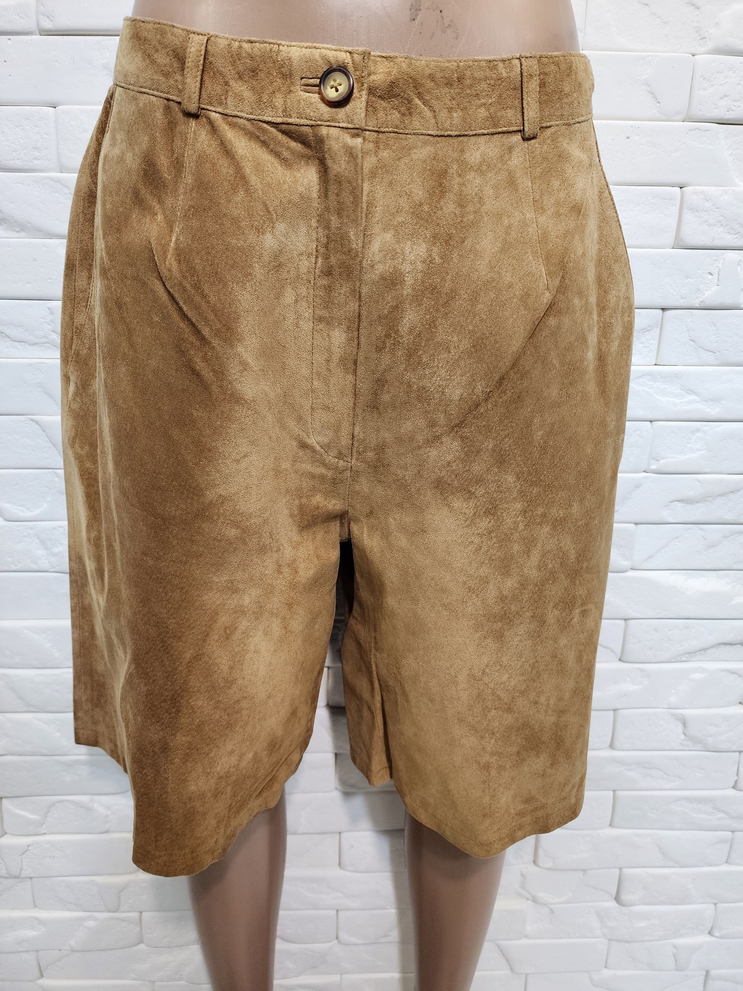 Genuine Leather Brown Leather Women's Shorts: Size 29" - 1 Thumbnail