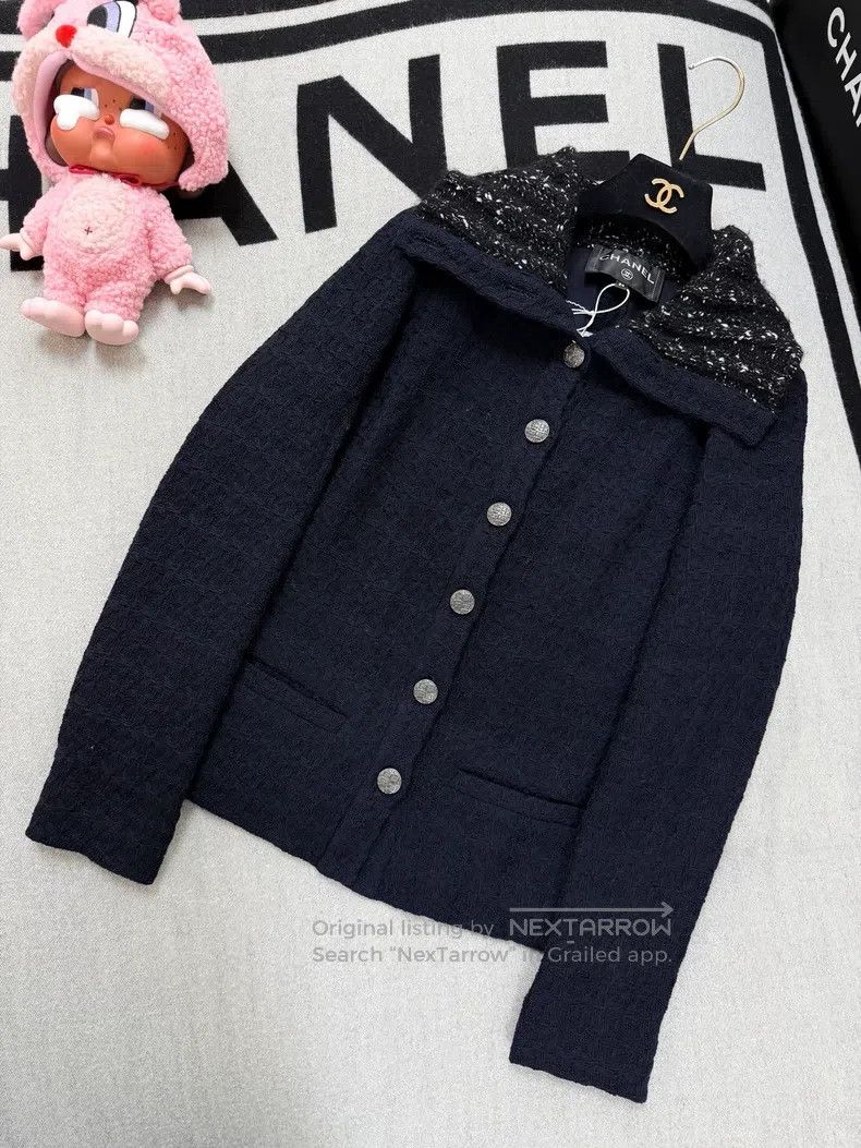 Chanel Chanel Dark blue inner black and white knitted lapel long- Size XXS / US 00 / IT 34 - 3 Thumbnail