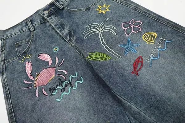 Jean Itou Loose wide-leg punk distressed embroidered washed jeans Size US 32 / EU 48 - 4 Thumbnail